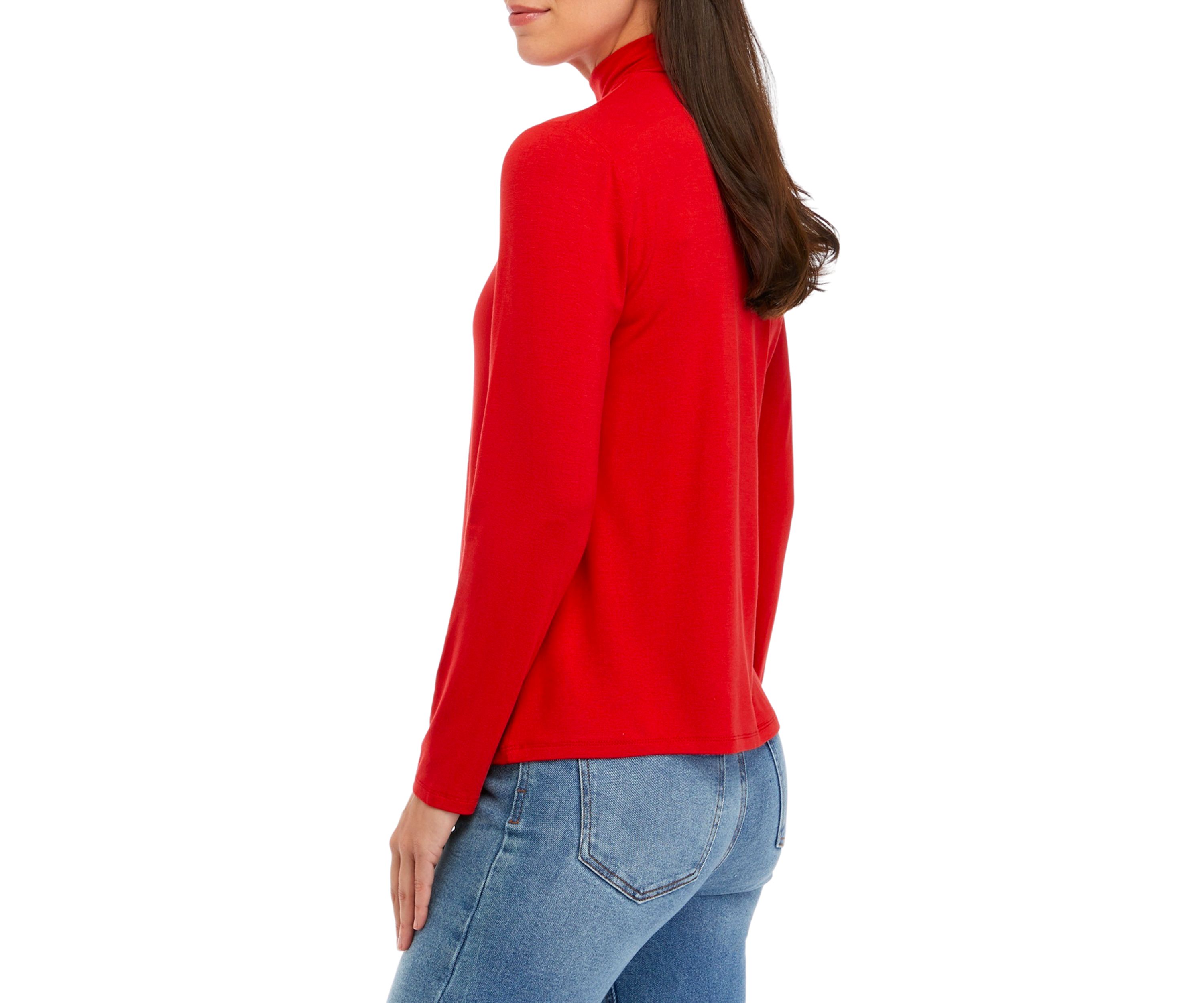 Womens Long Sleeve Solid Mock Neck Top