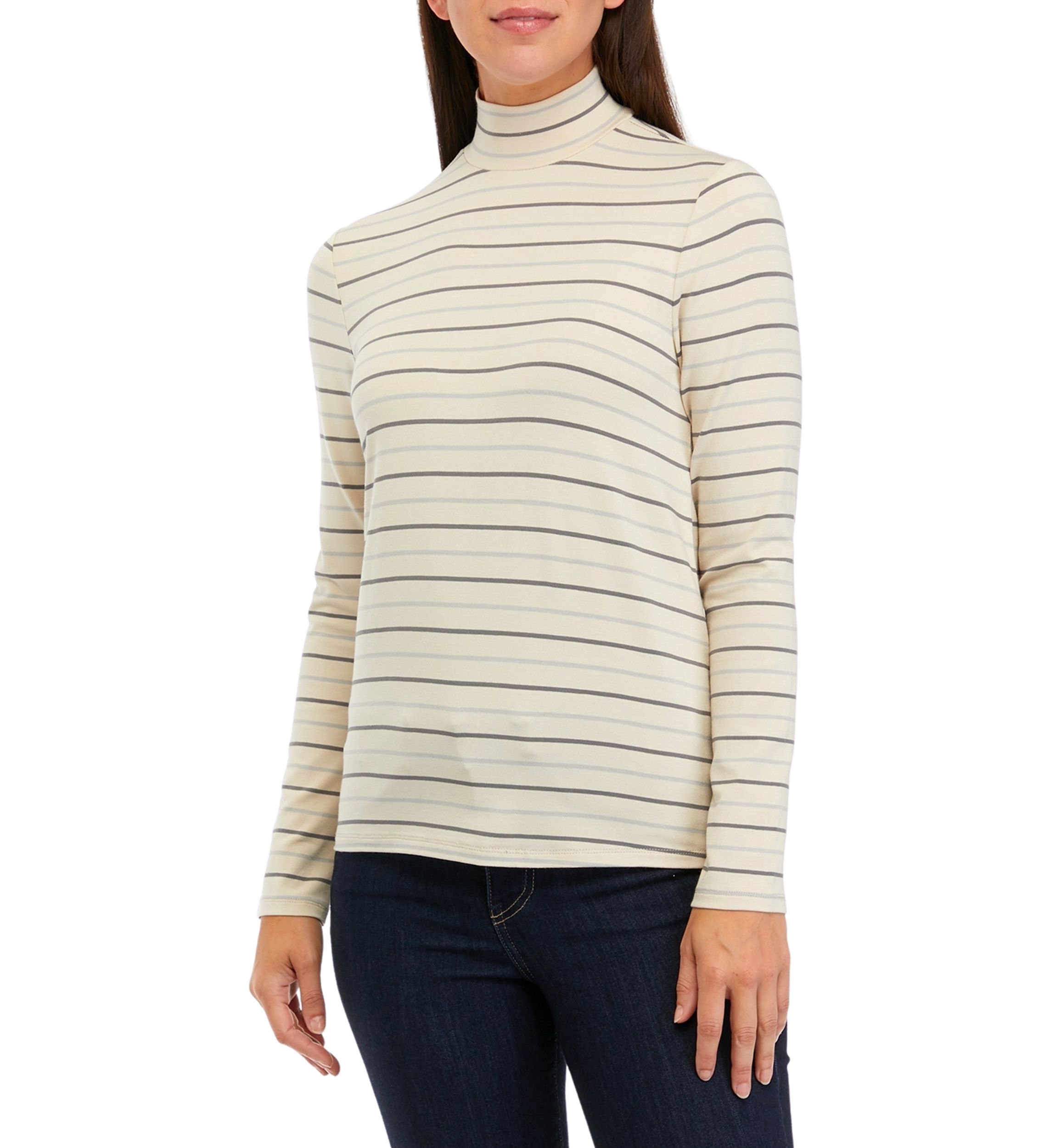 Womens Stripe Mock Neck Top