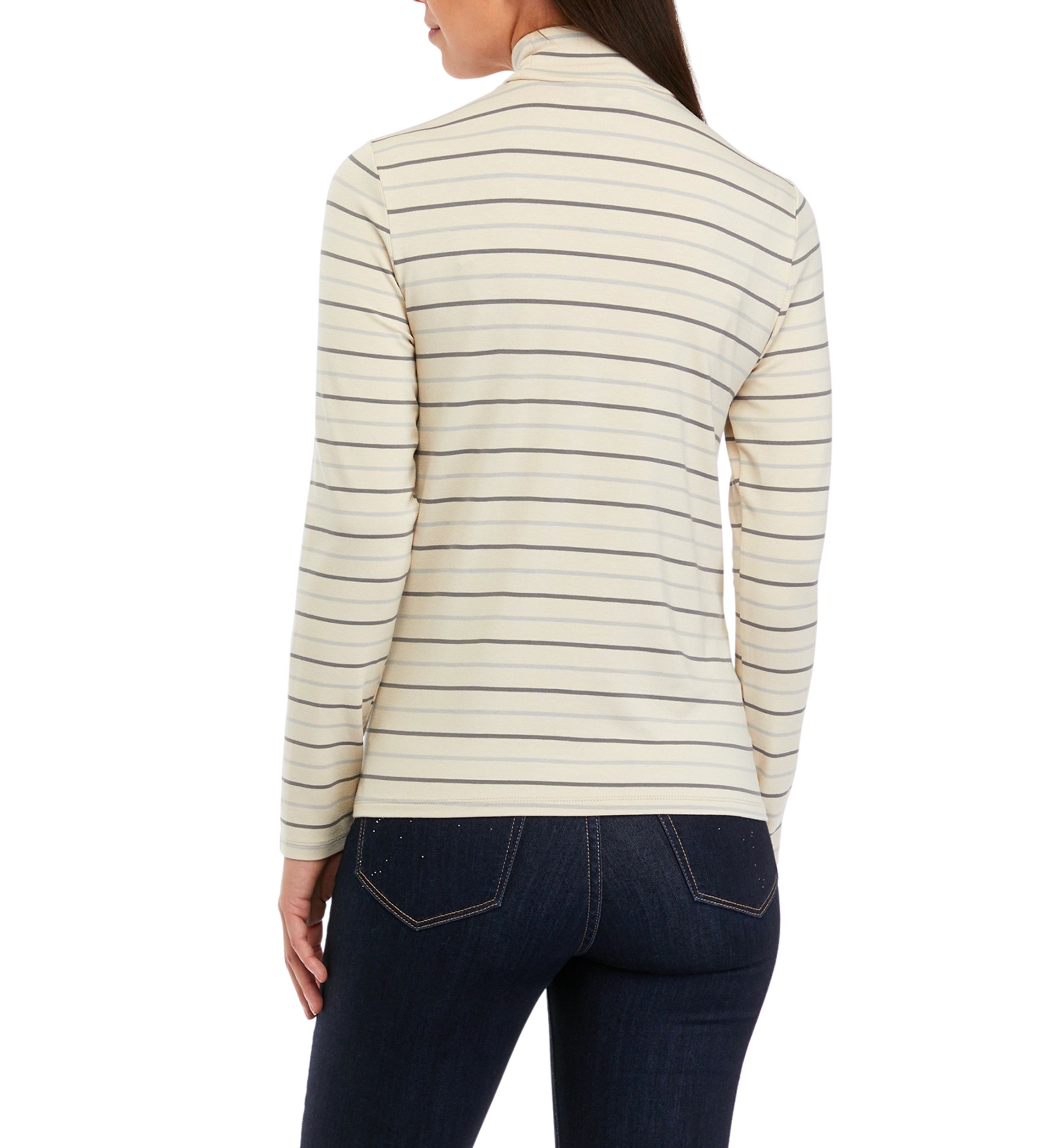Womens Stripe Mock Neck Top