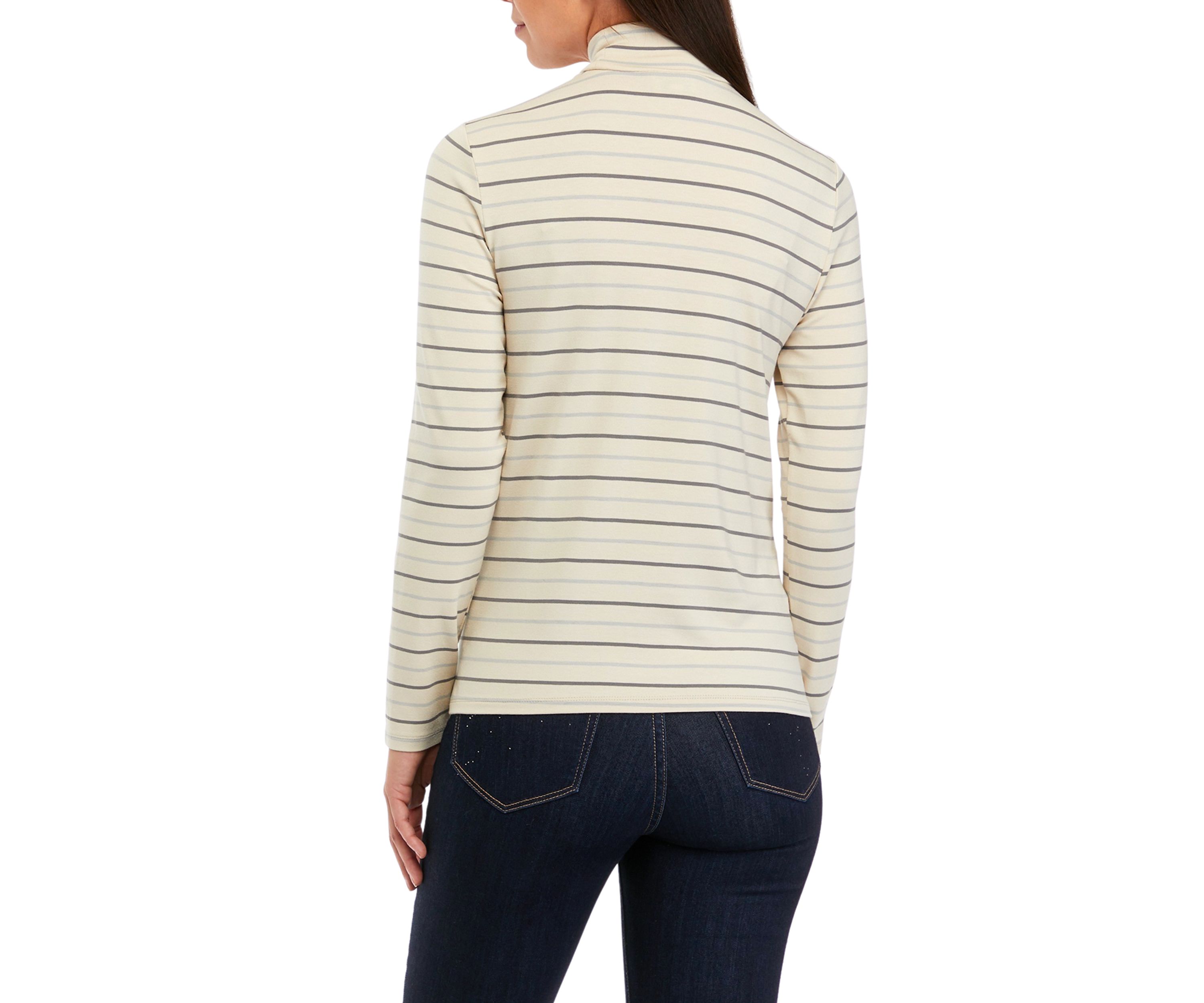 Womens Stripe Mock Neck Top