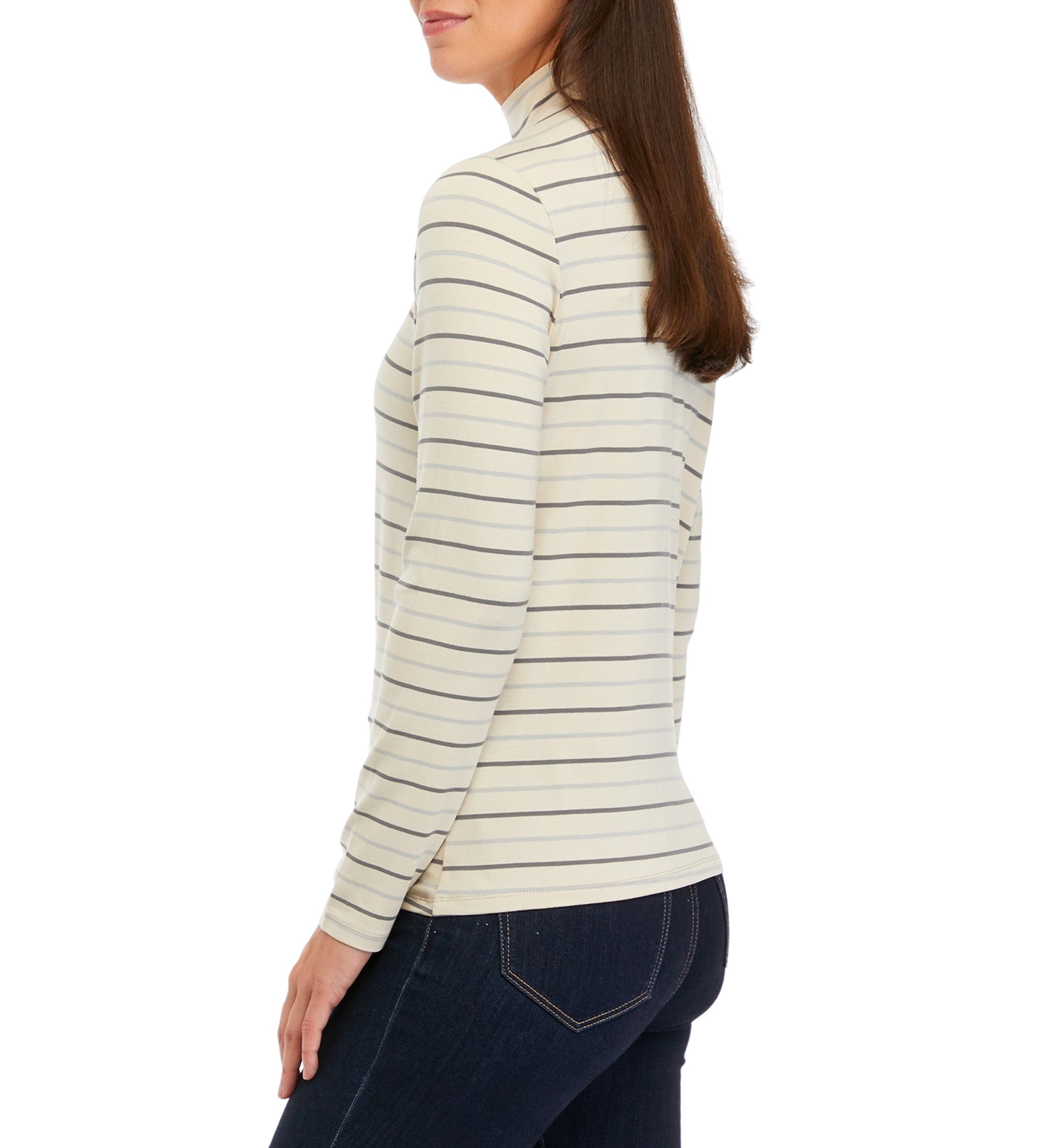 Womens Stripe Mock Neck Top