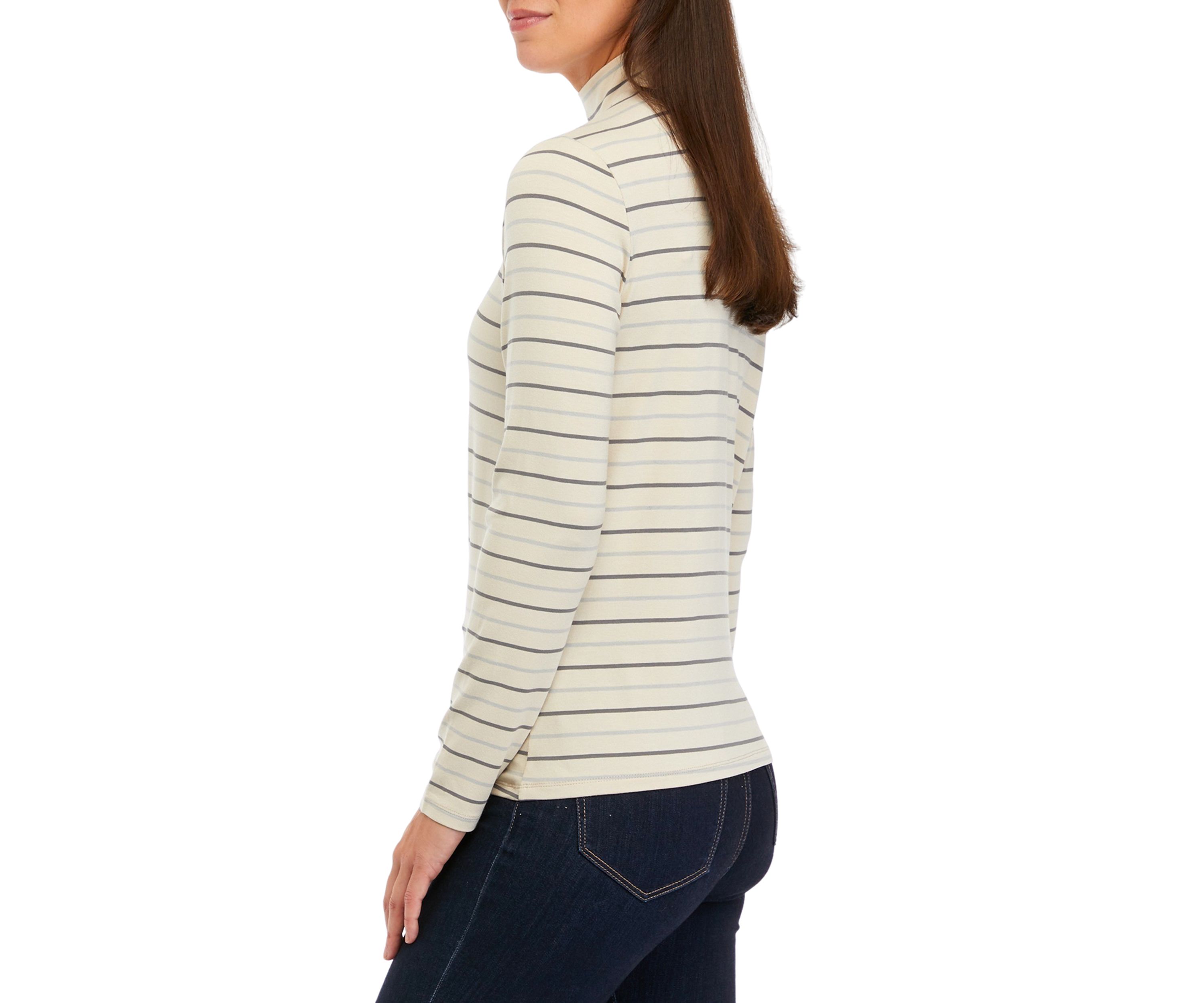 Womens Stripe Mock Neck Top