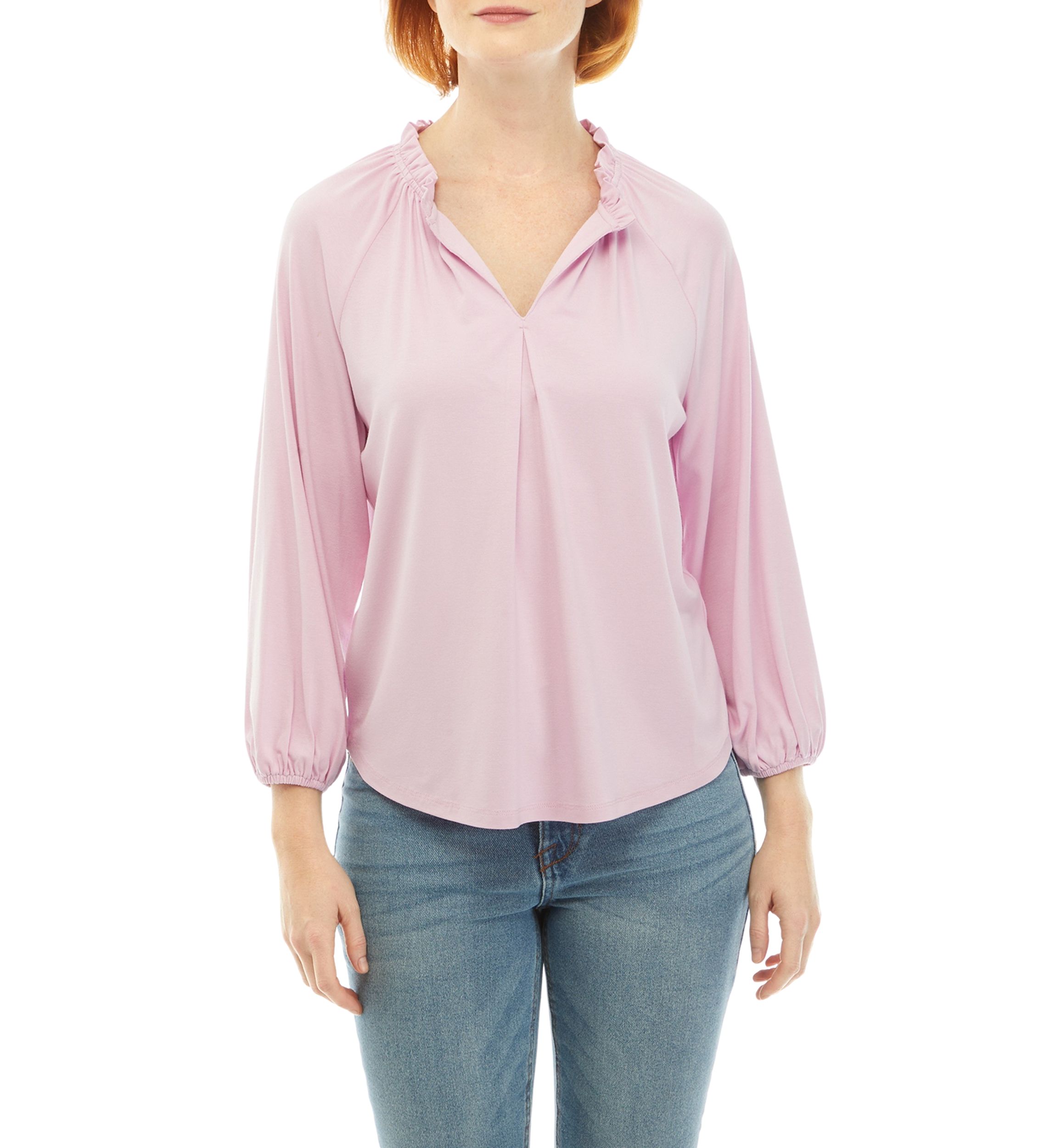 Womens Solid Peasant Top