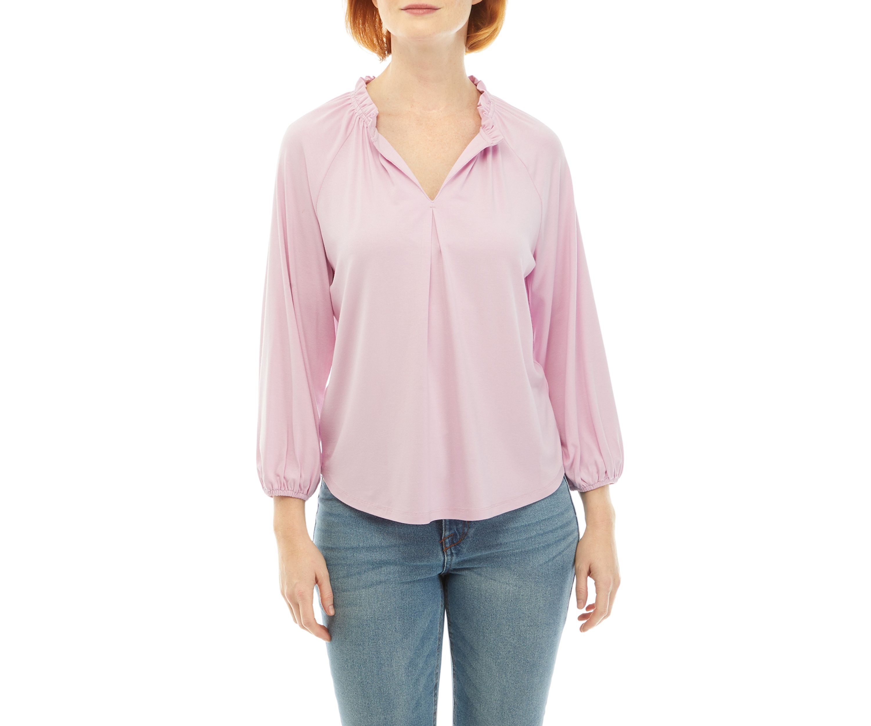 Womens Solid Peasant Top