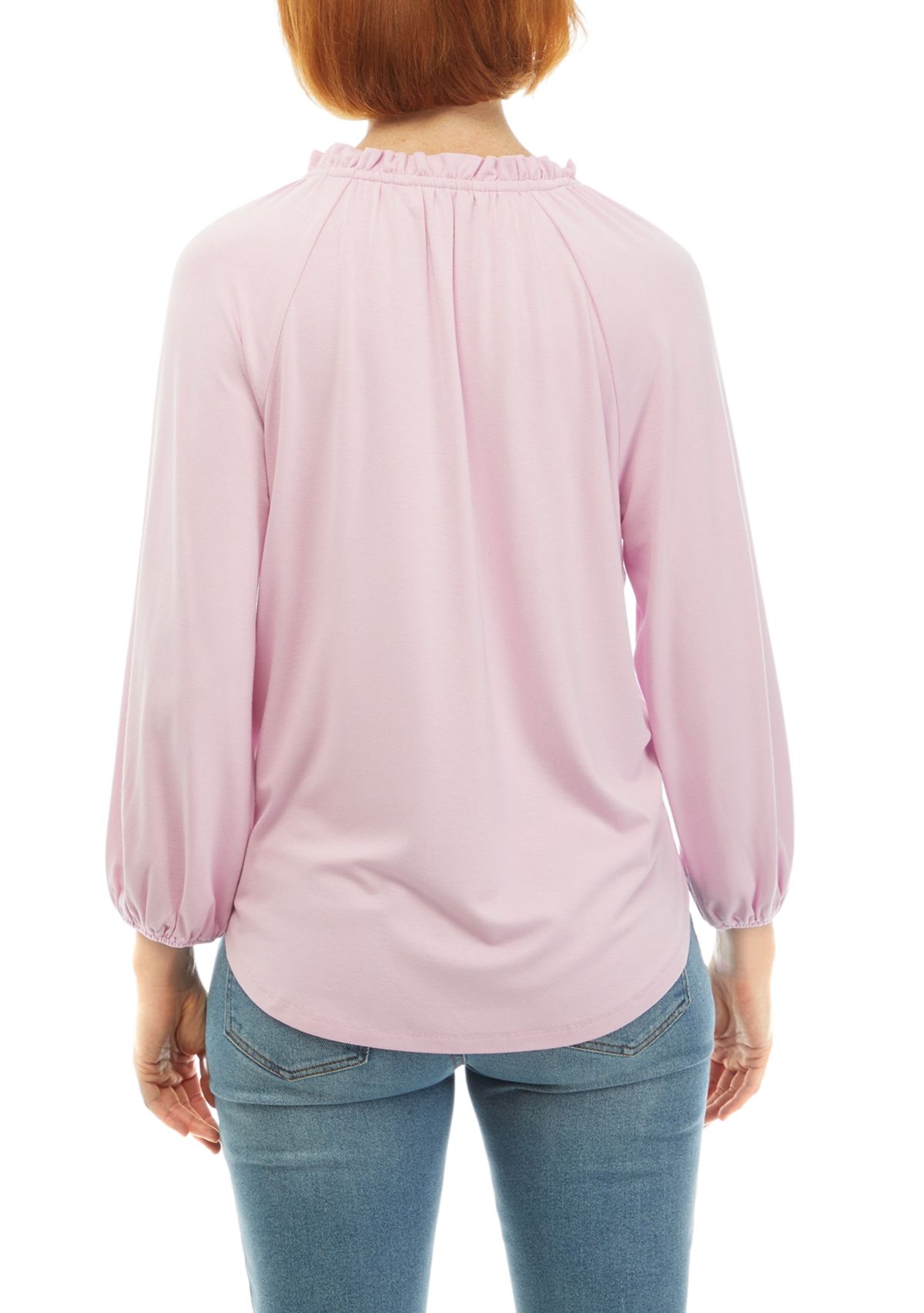 Womens Solid Peasant Top