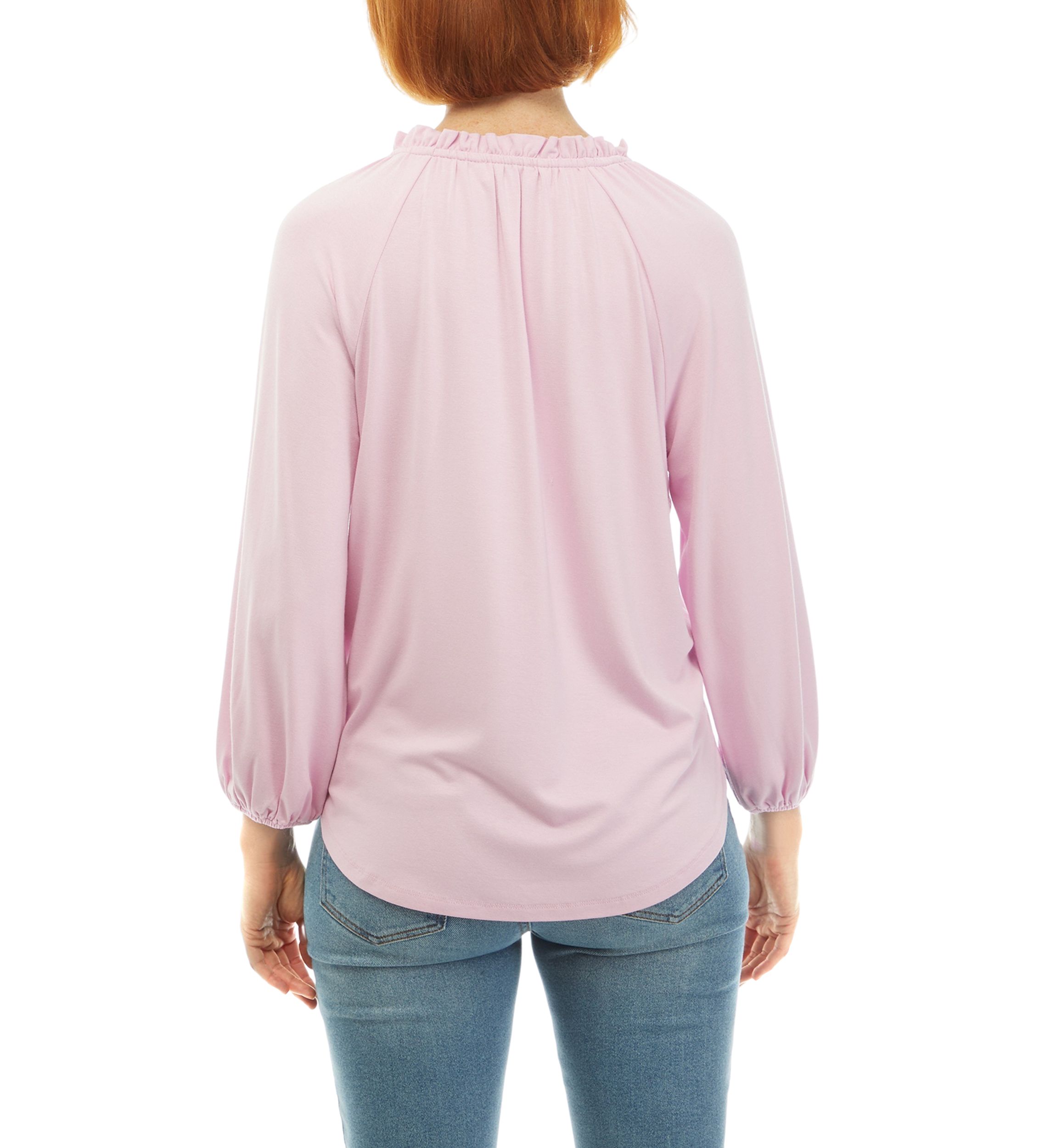 Womens Solid Peasant Top