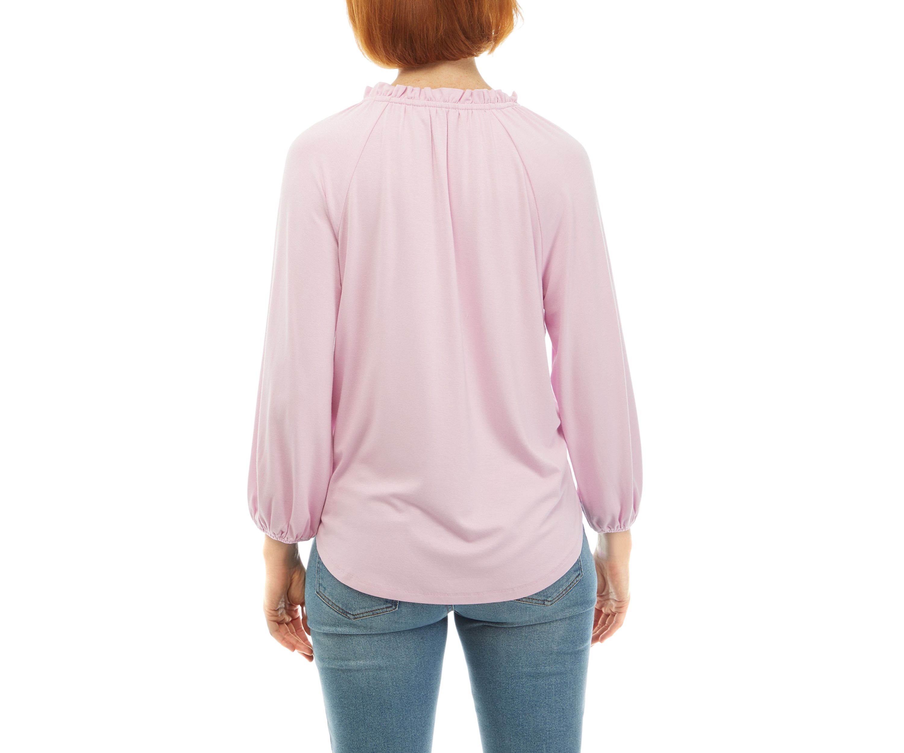 Womens Solid Peasant Top