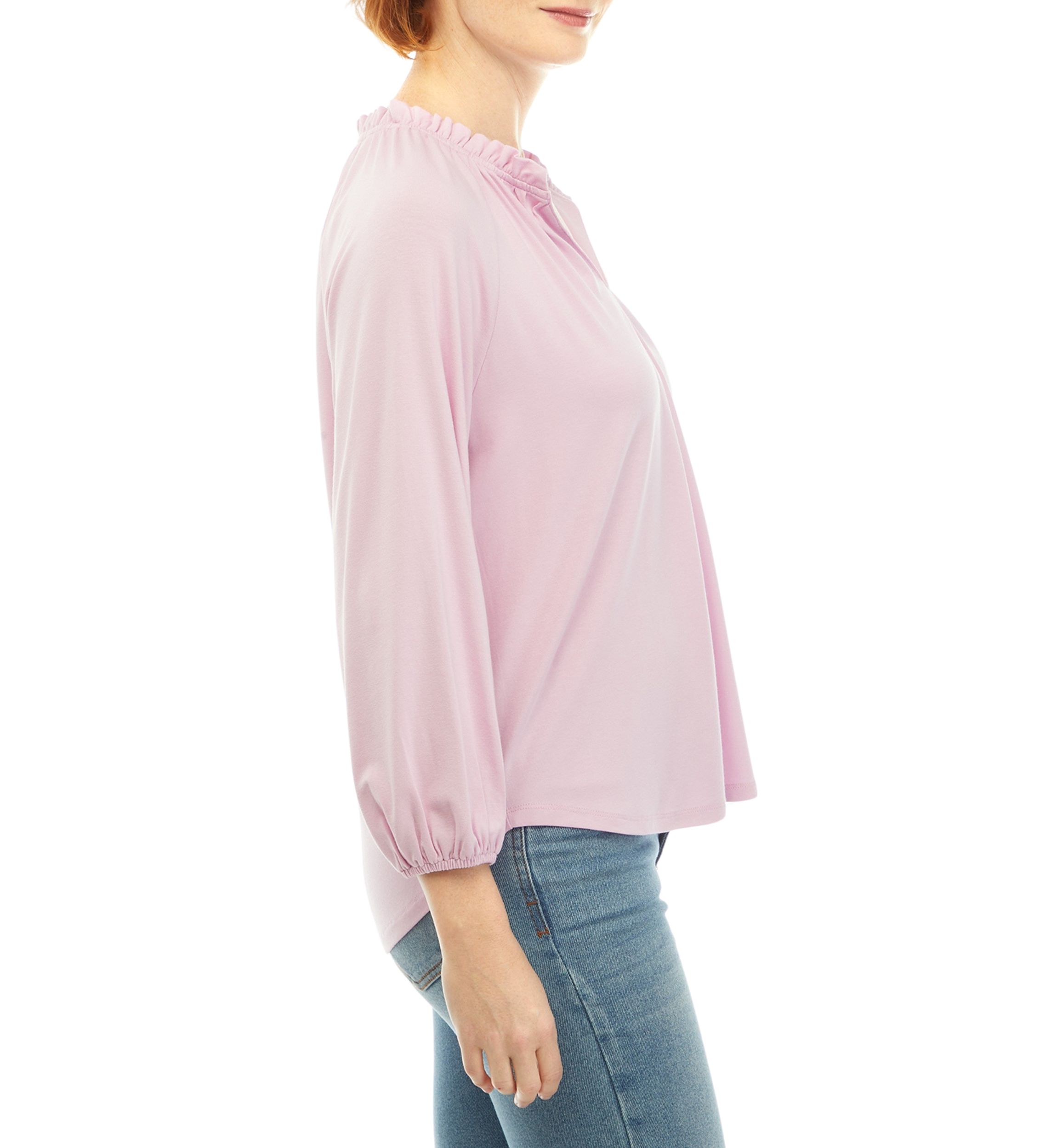 Womens Solid Peasant Top