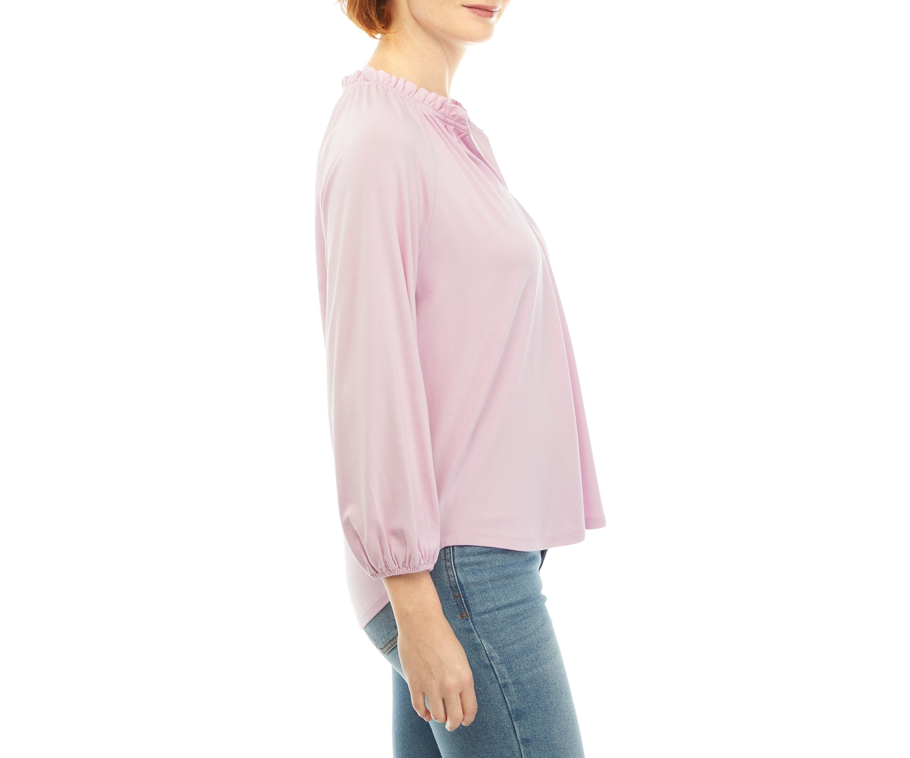 Womens Solid Peasant Top