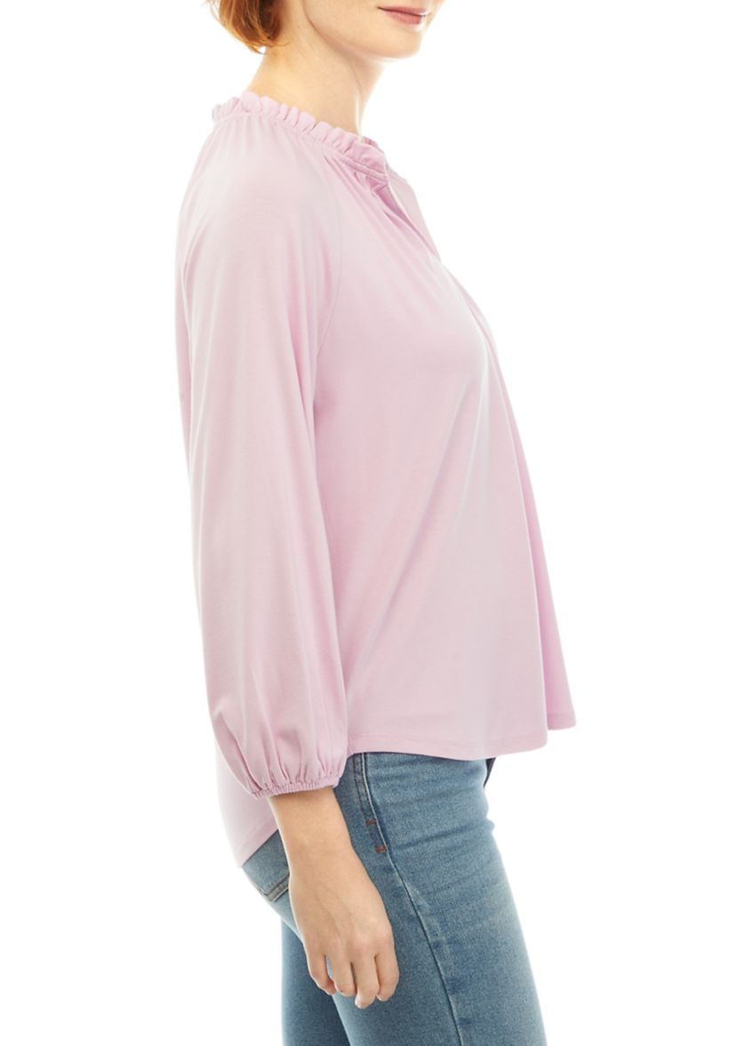 Womens Solid Peasant Top