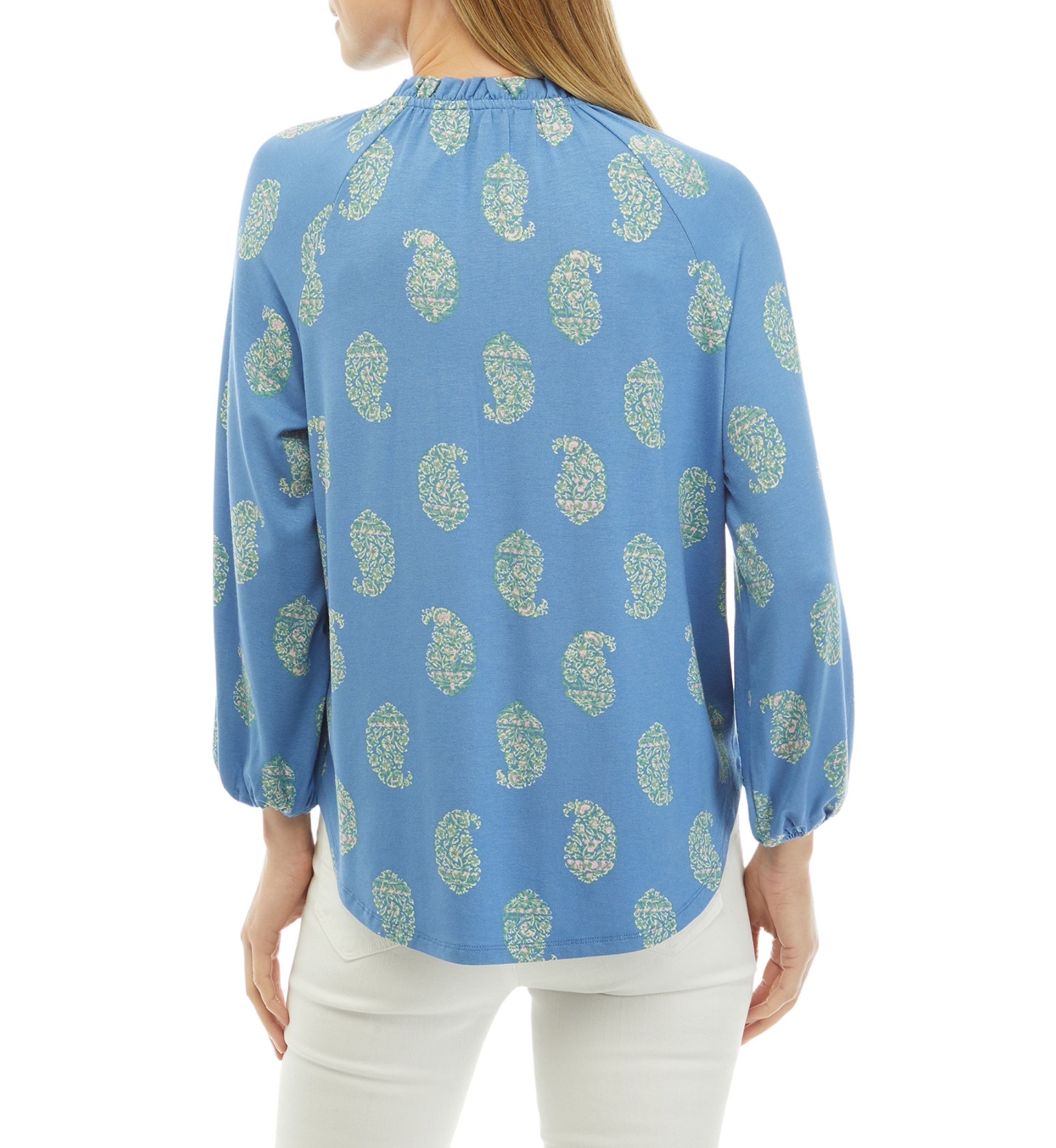 Womens Printed Peasant Top