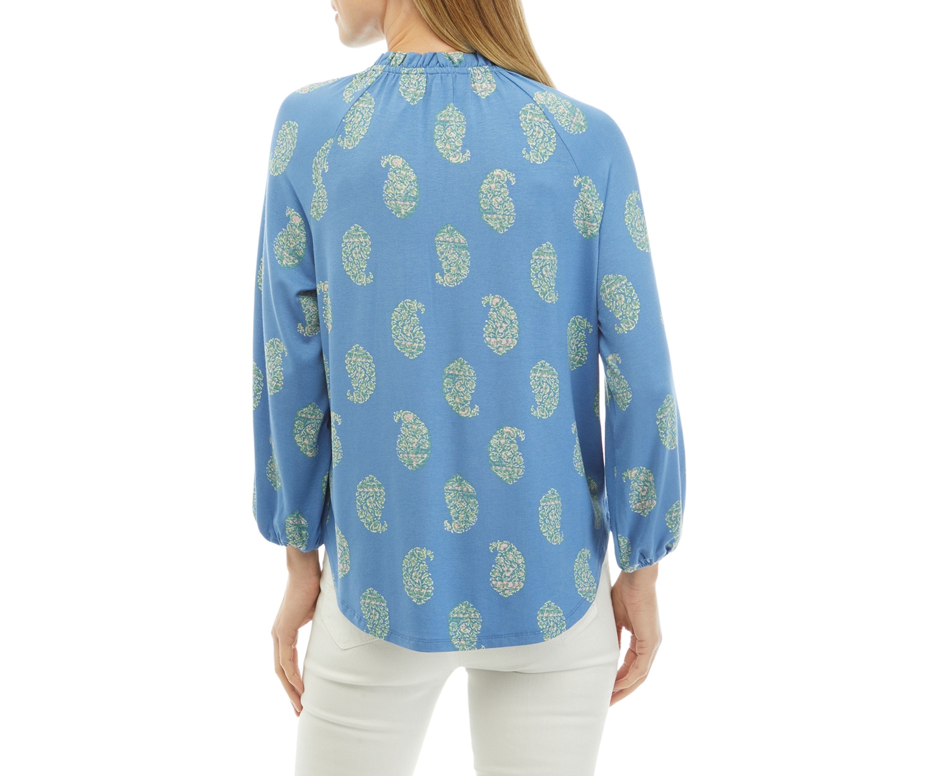 Womens Printed Peasant Top