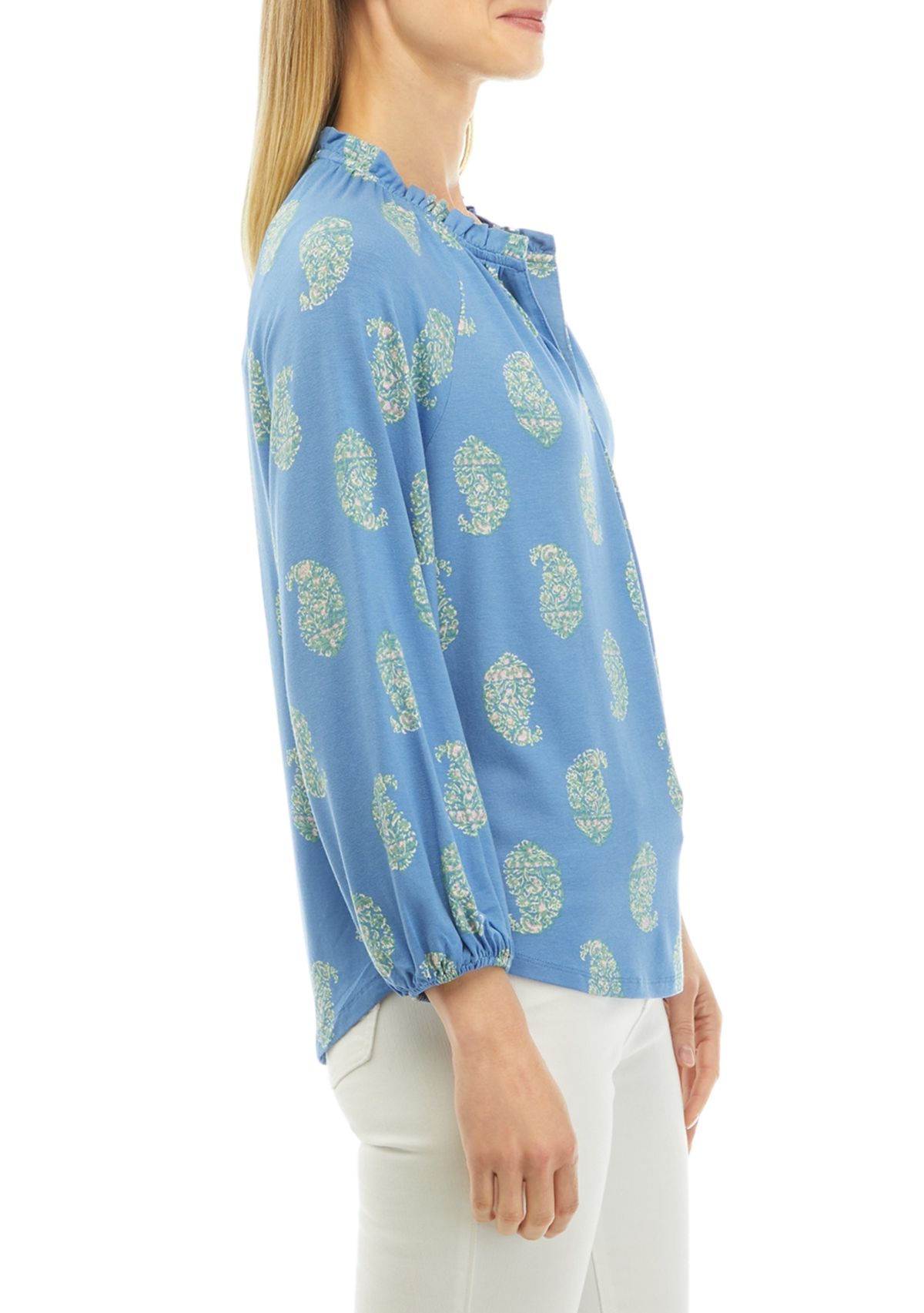 Womens Printed Peasant Top