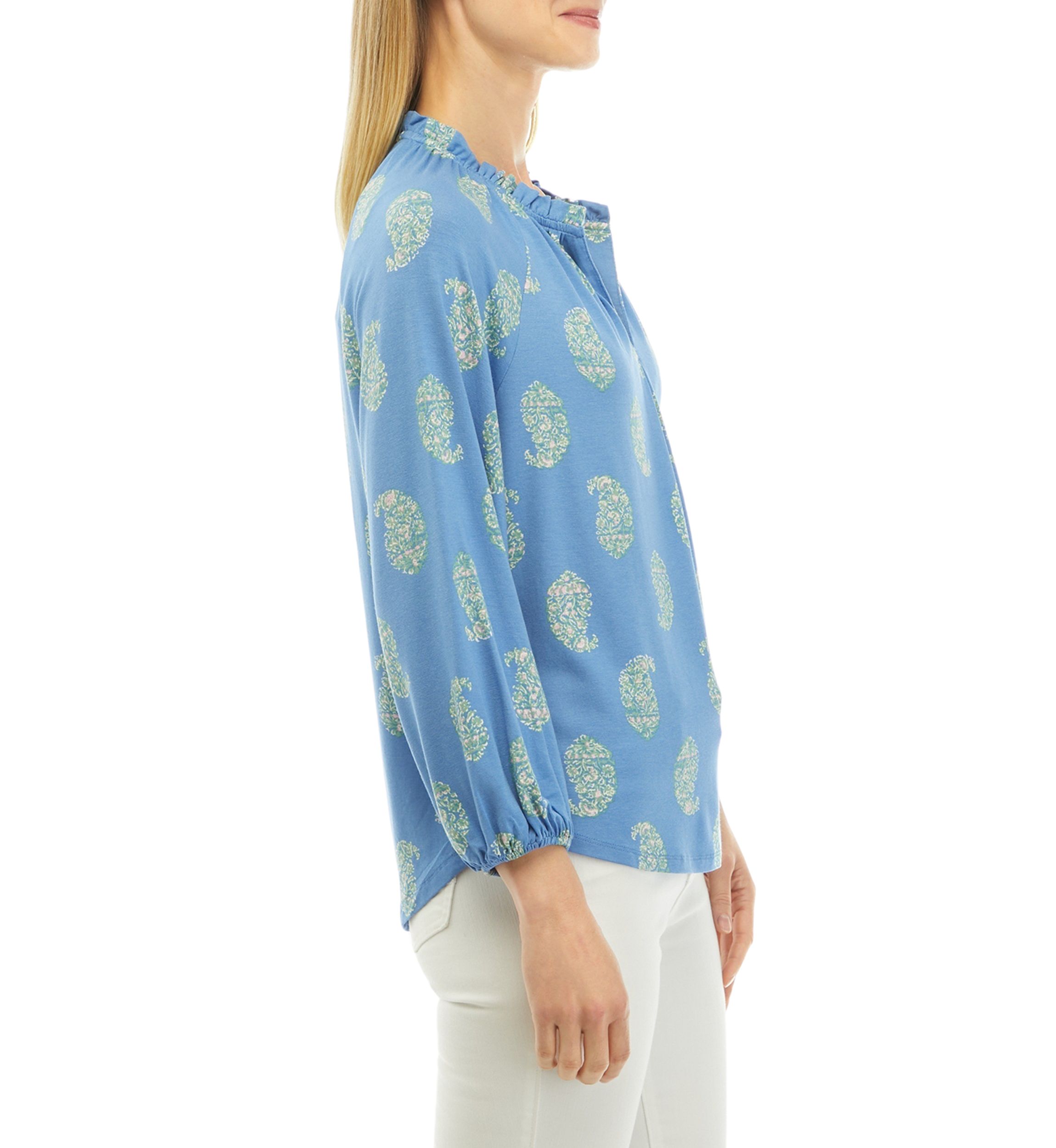 Womens Printed Peasant Top