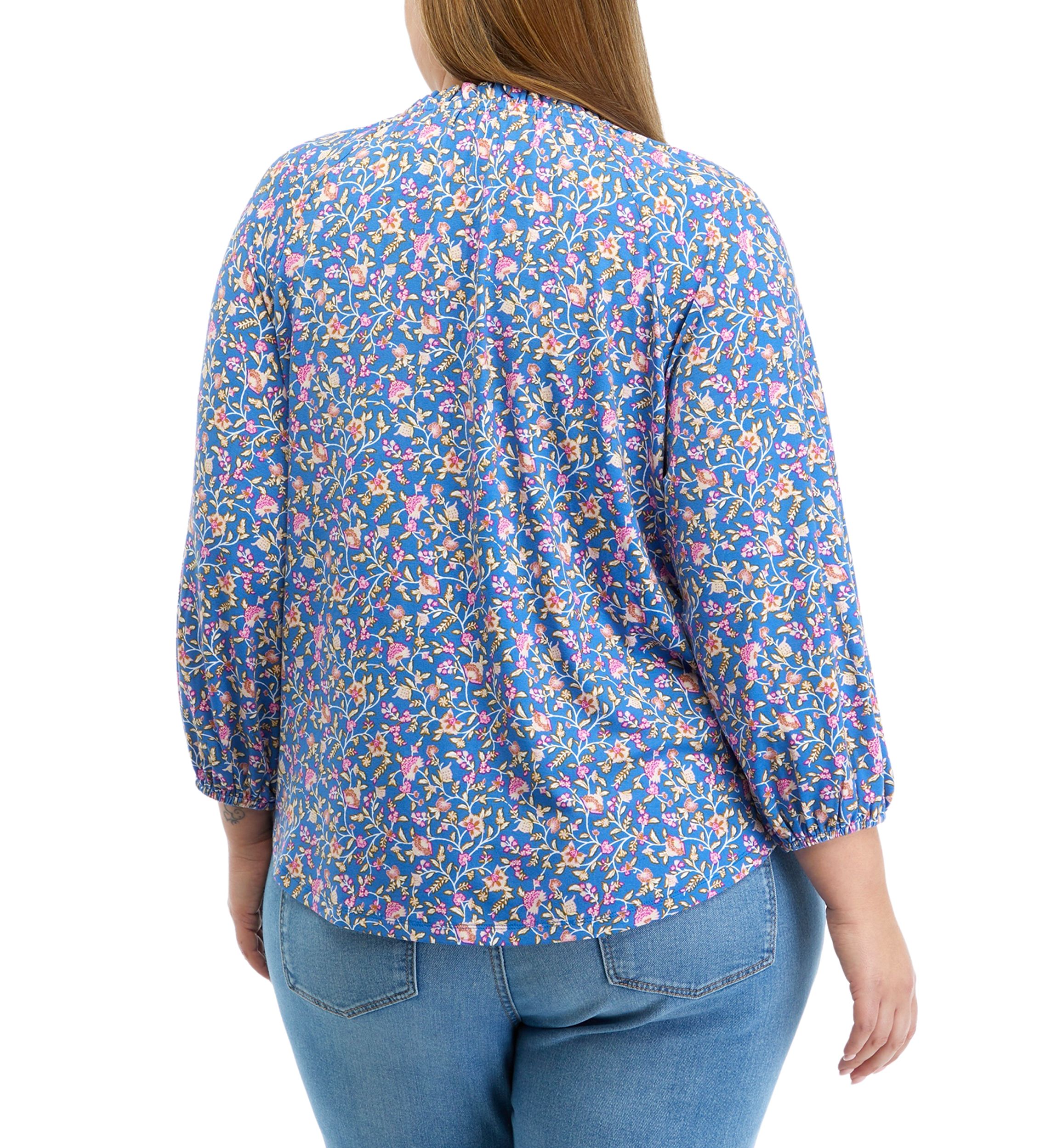 Plus Size Printed Peasant Top 