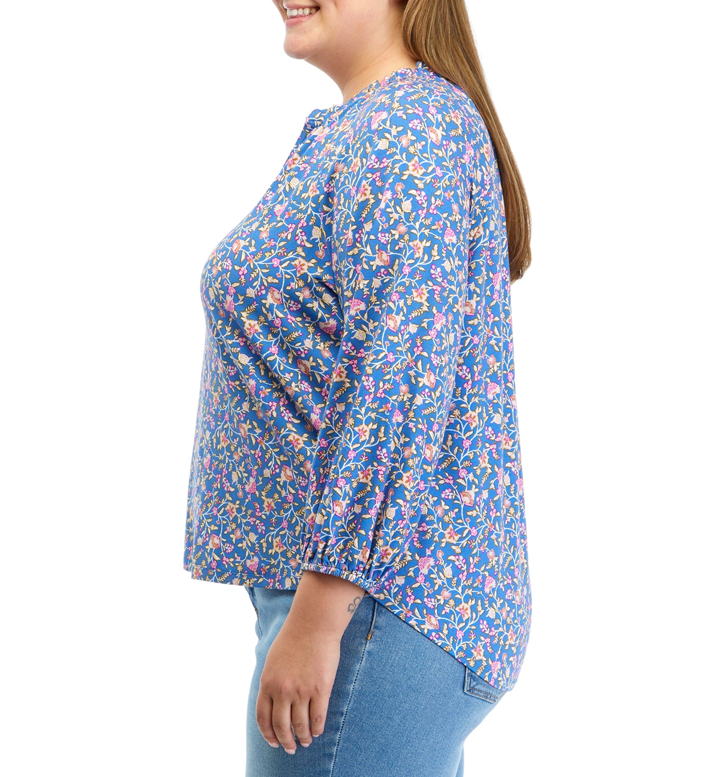 Plus Size Printed Peasant Top 