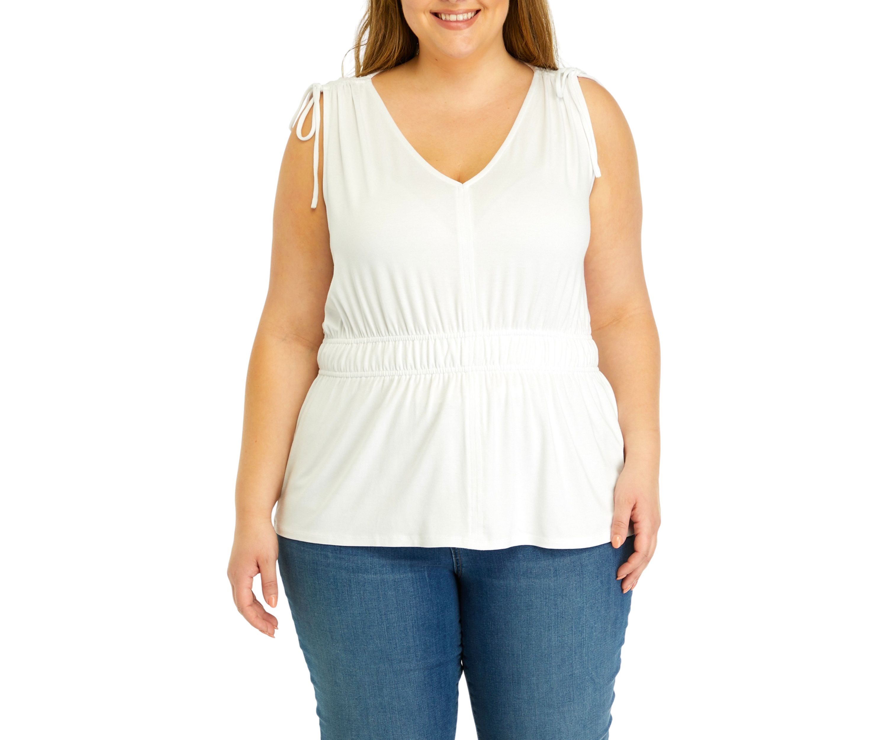 Plus Size Tie Shoulder Tank 