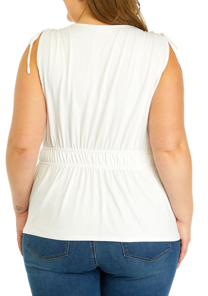 Plus Size Tie Shoulder Tank 