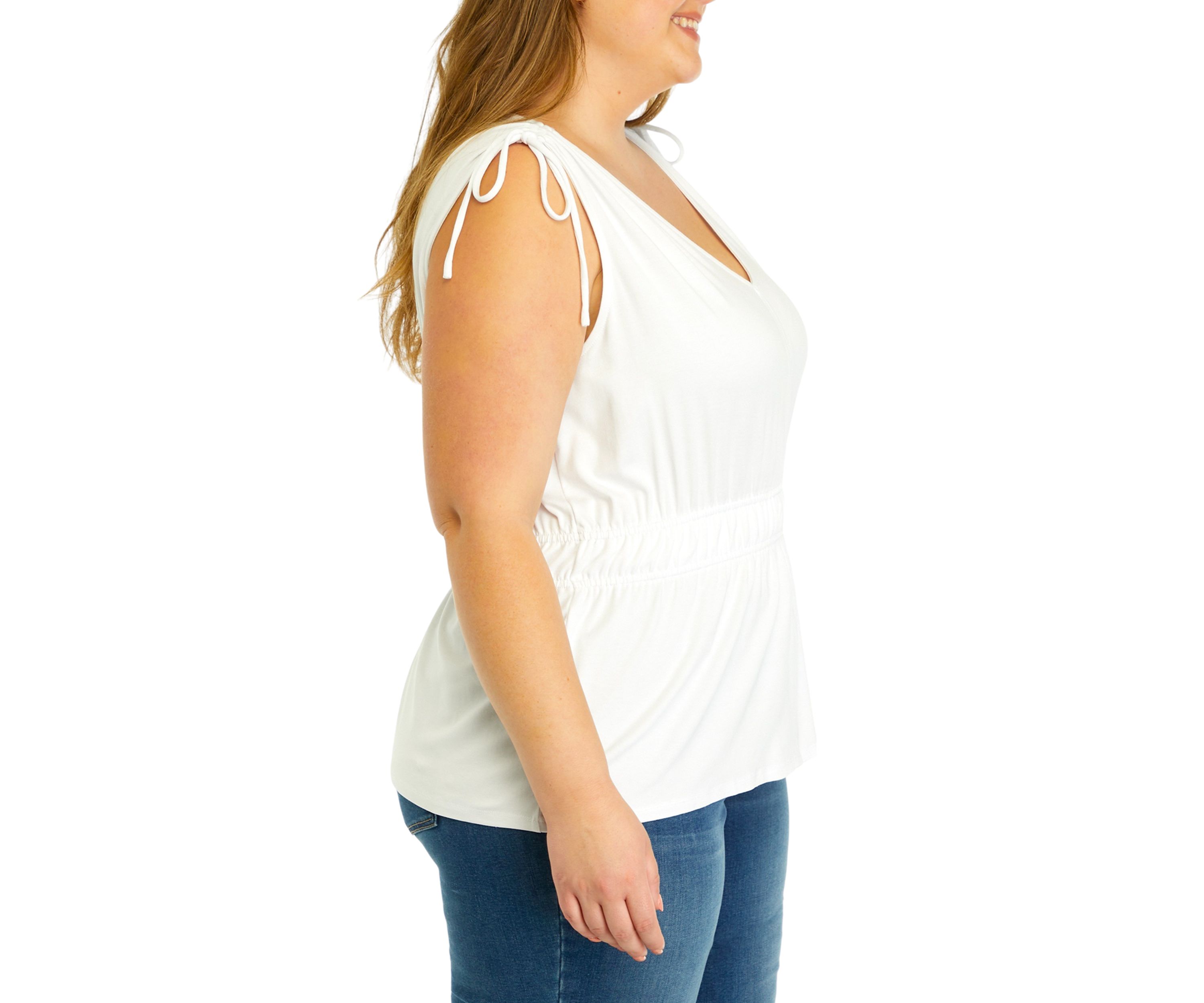 Plus Size Tie Shoulder Tank 