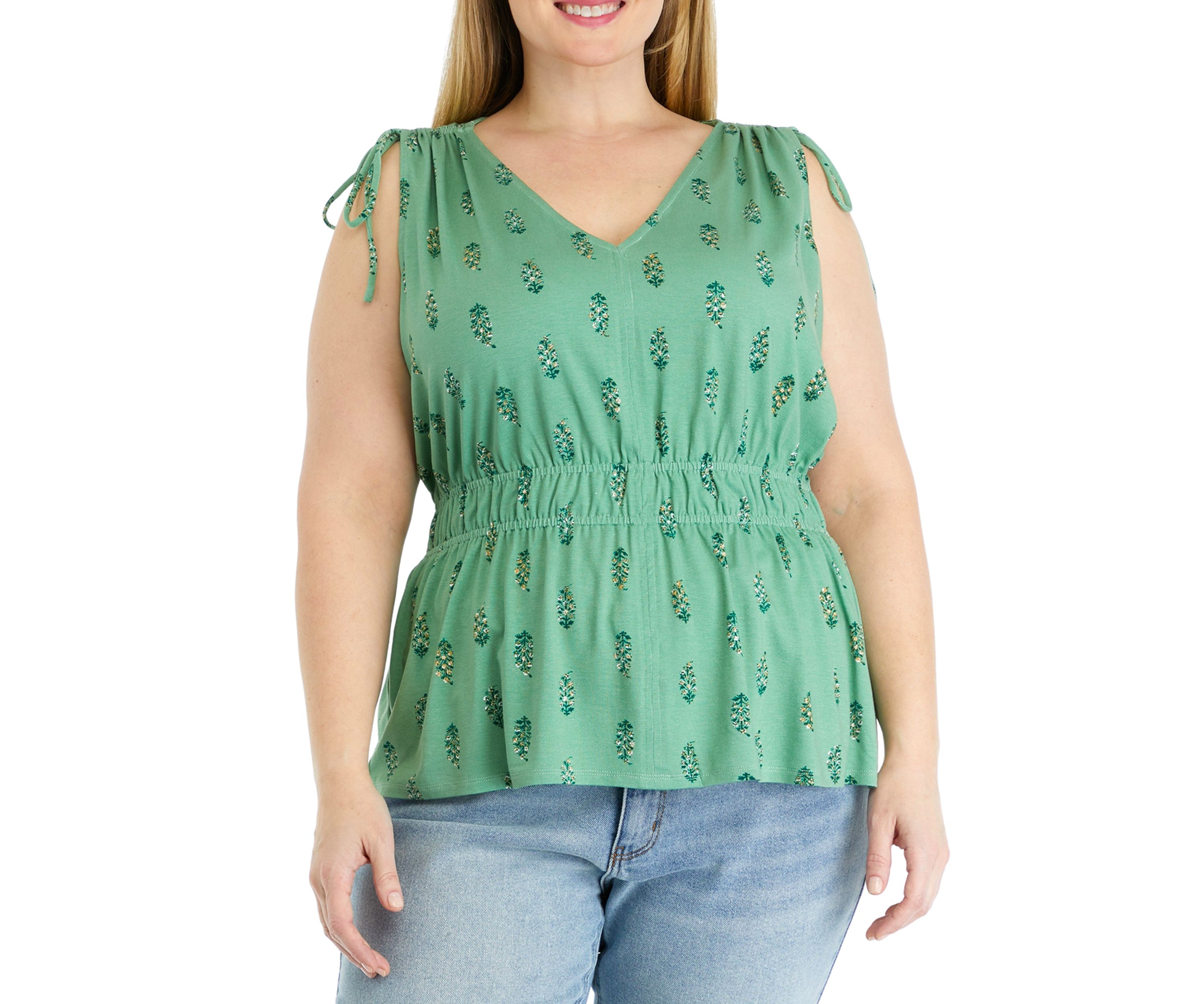 Plus Size Tie Shoulder Tank Top