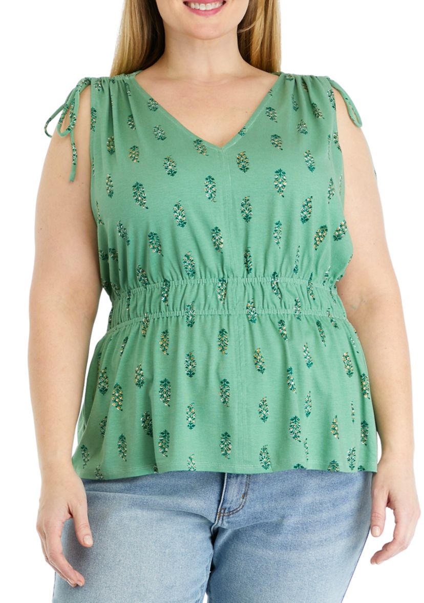 Plus Size Tie Shoulder Tank Top