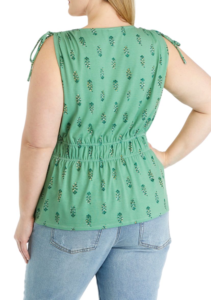 Plus Size Tie Shoulder Tank Top