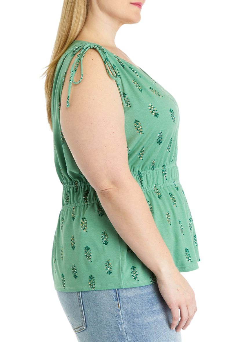 Plus Size Tie Shoulder Tank Top