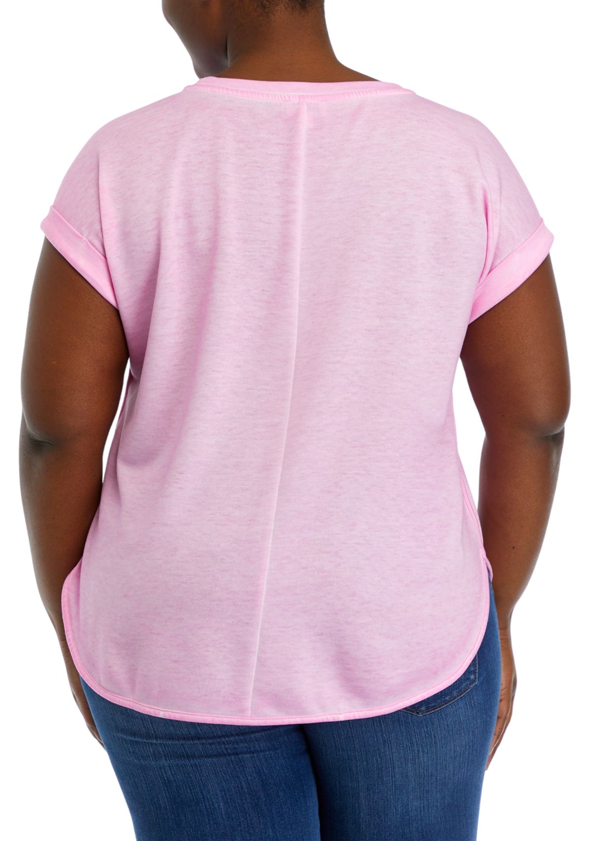 Plus Size Short Sleeve Shirred Shoulder T-Shirt