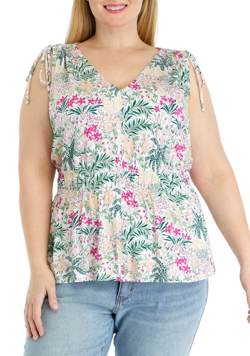 Plus Size Tie Shoulder Tank Top