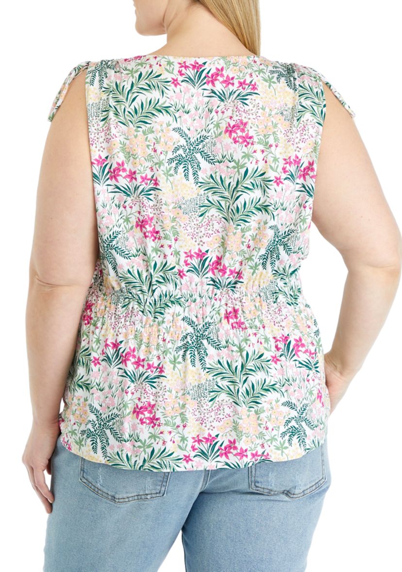 Plus Size Tie Shoulder Tank Top