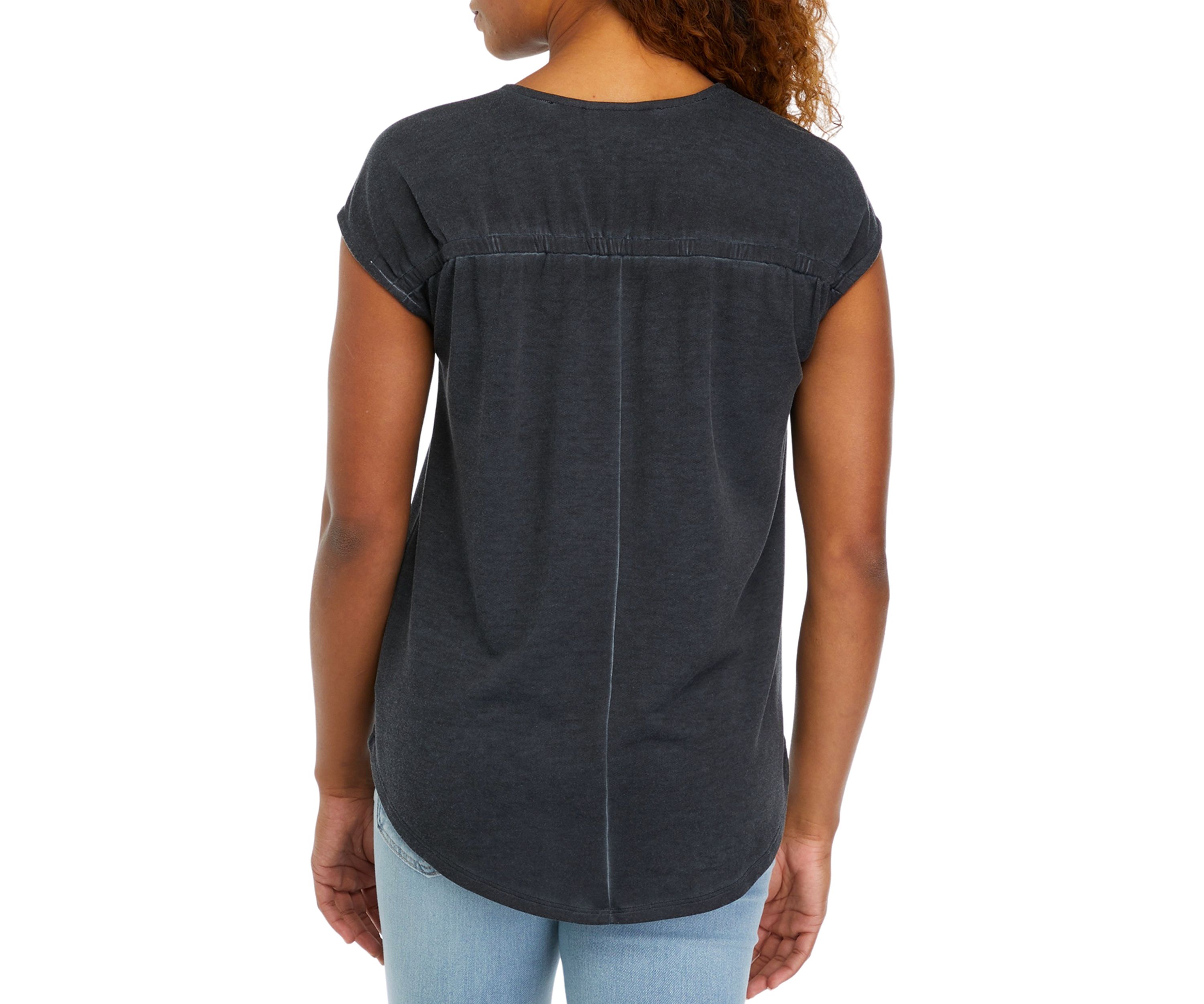 Womens Cap Sleeve V-Neck Top 