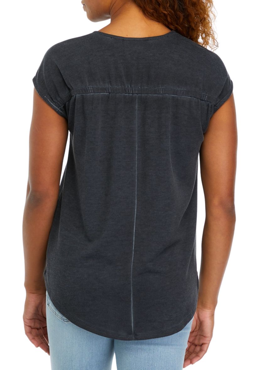 Womens Cap Sleeve V-Neck Top 