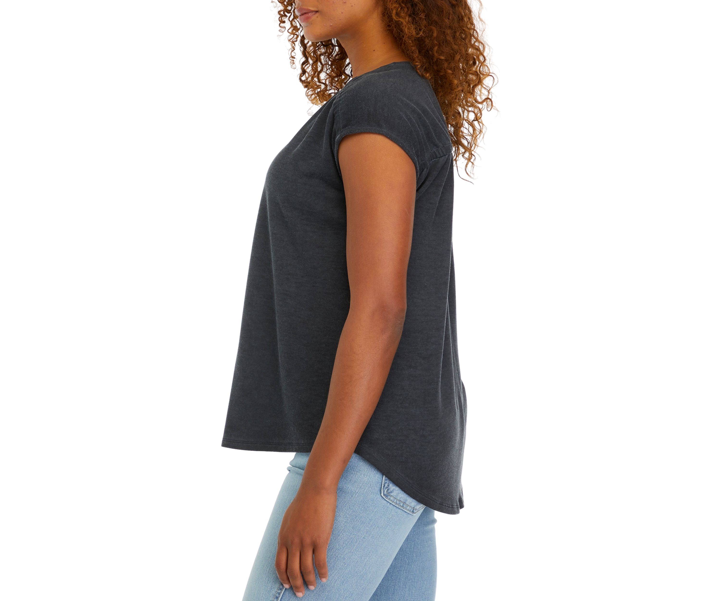 Womens Cap Sleeve V-Neck Top 