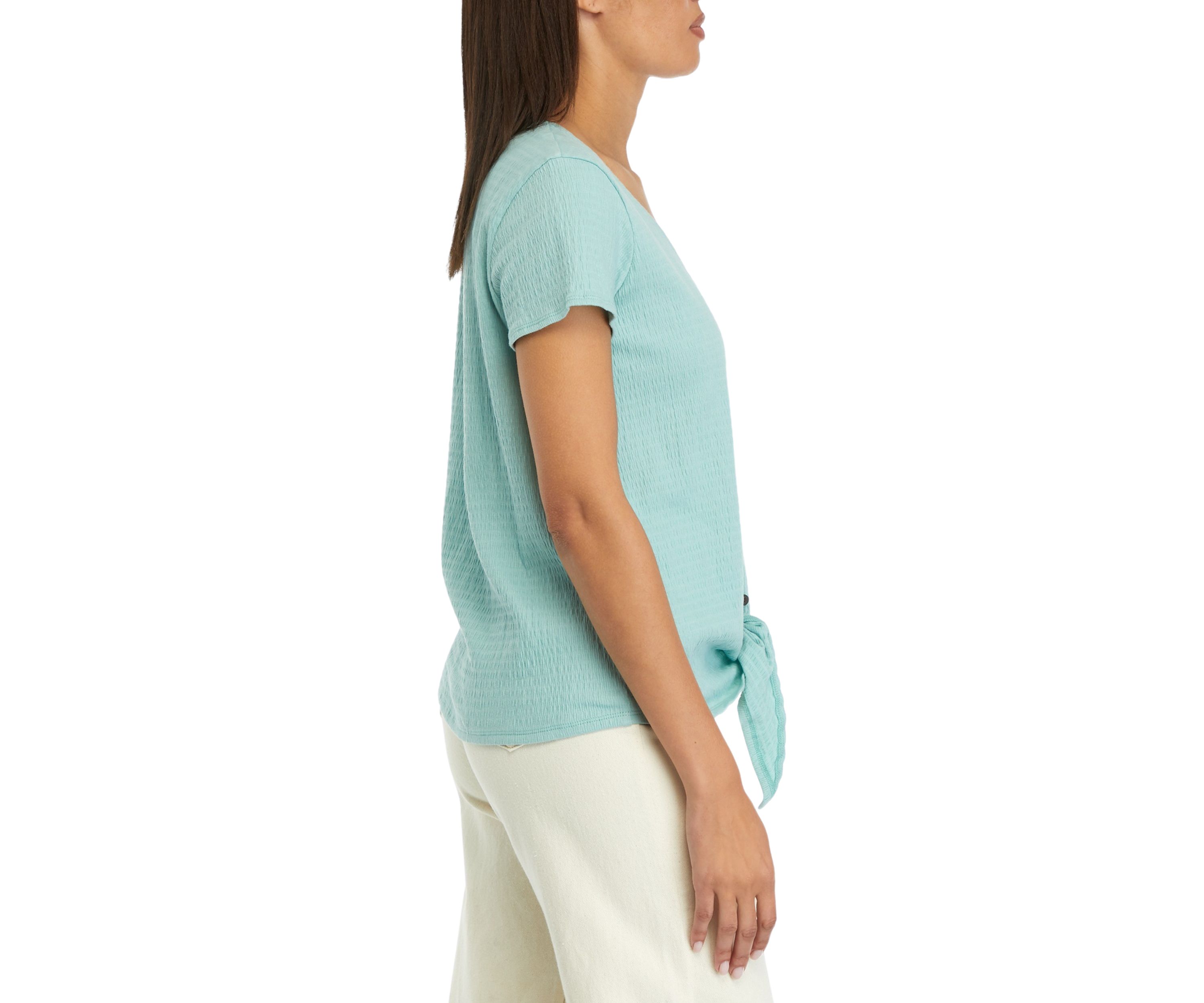 Womens Short Sleeve Tie Front Top