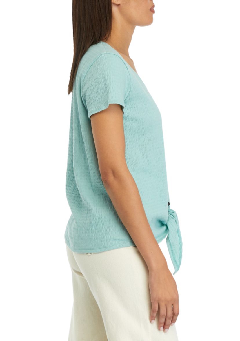 Womens Short Sleeve Tie Front Top