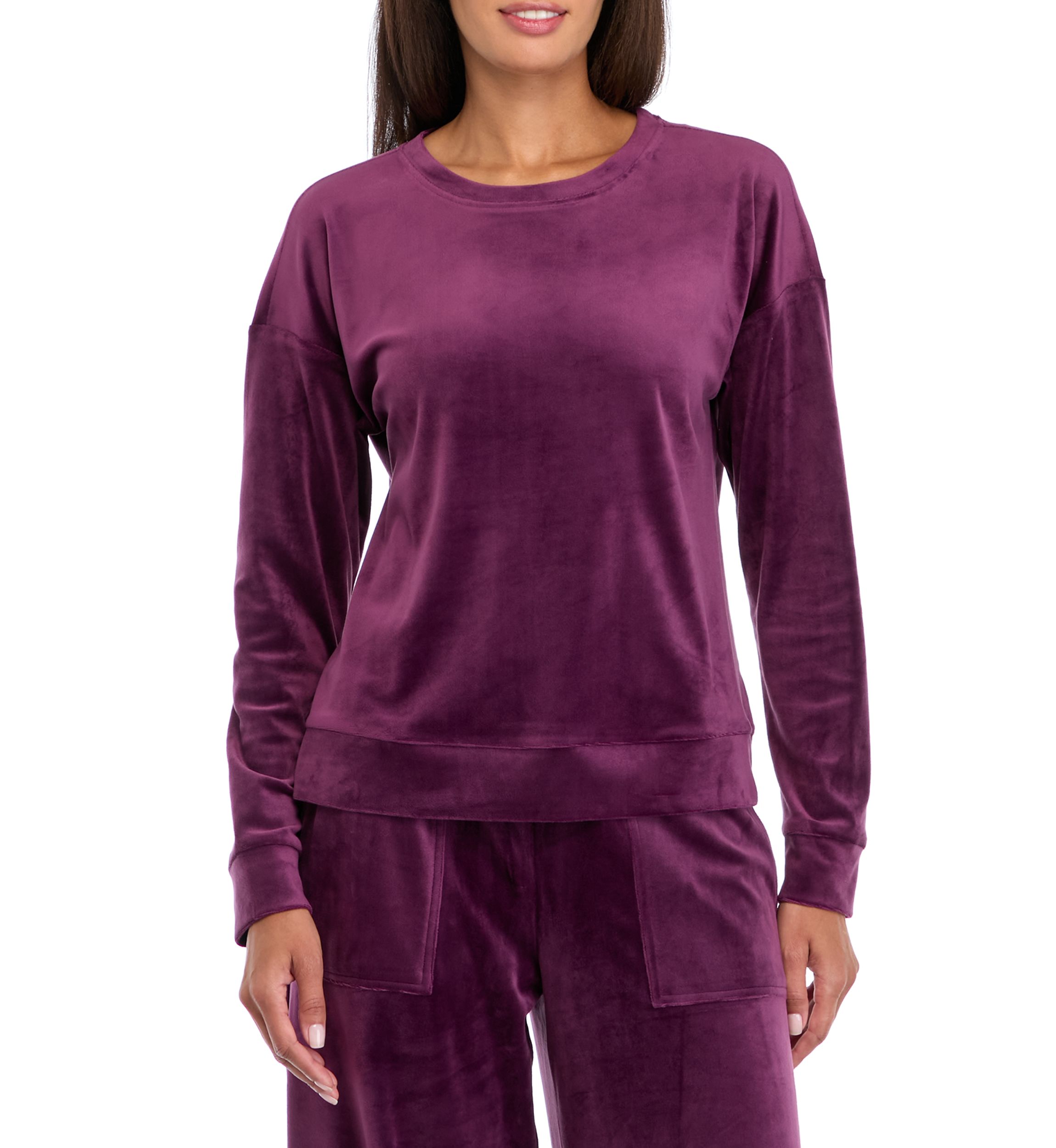 Womens Drop Shoulder Velour Sweatshirt