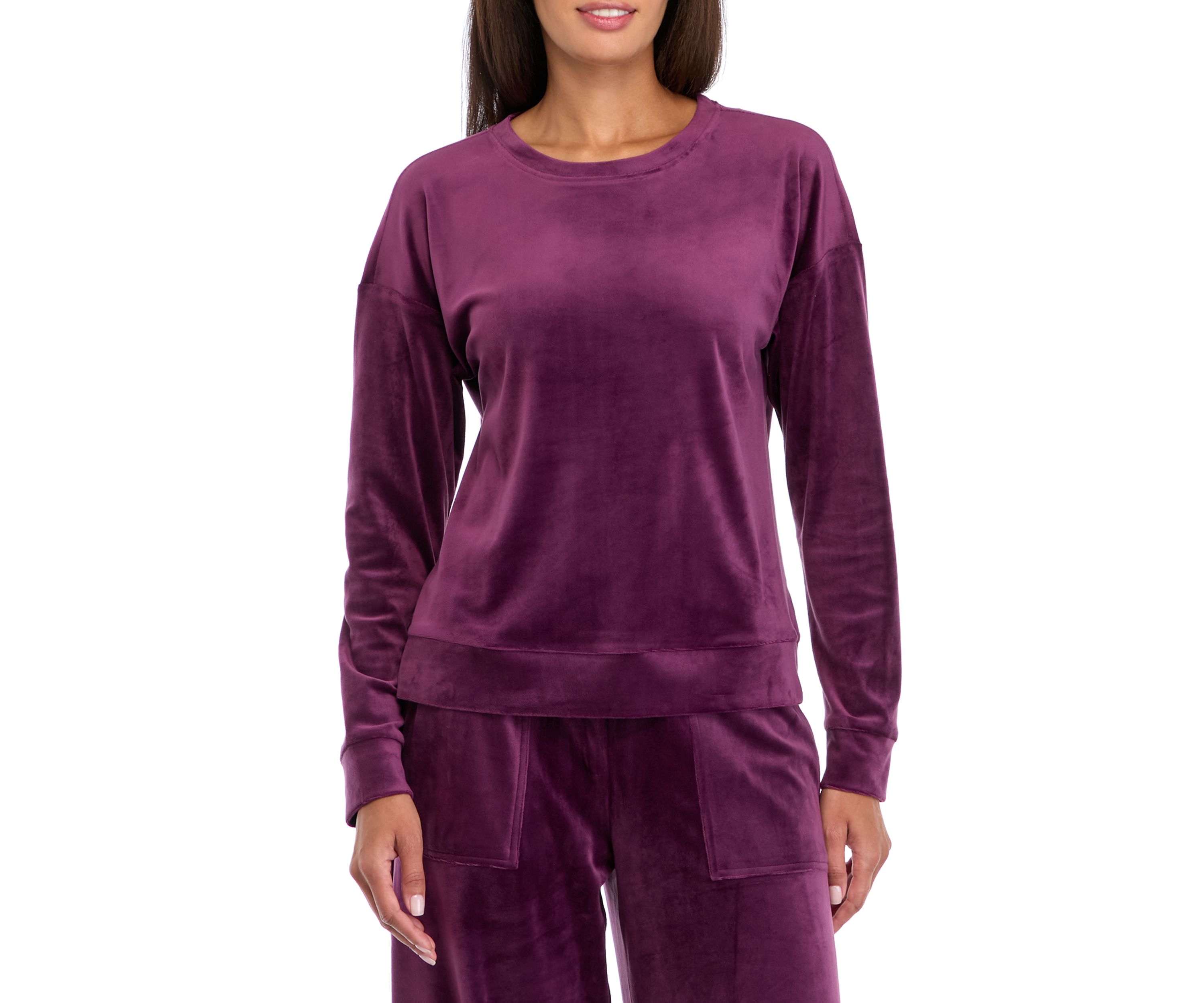 Womens Drop Shoulder Velour Sweatshirt
