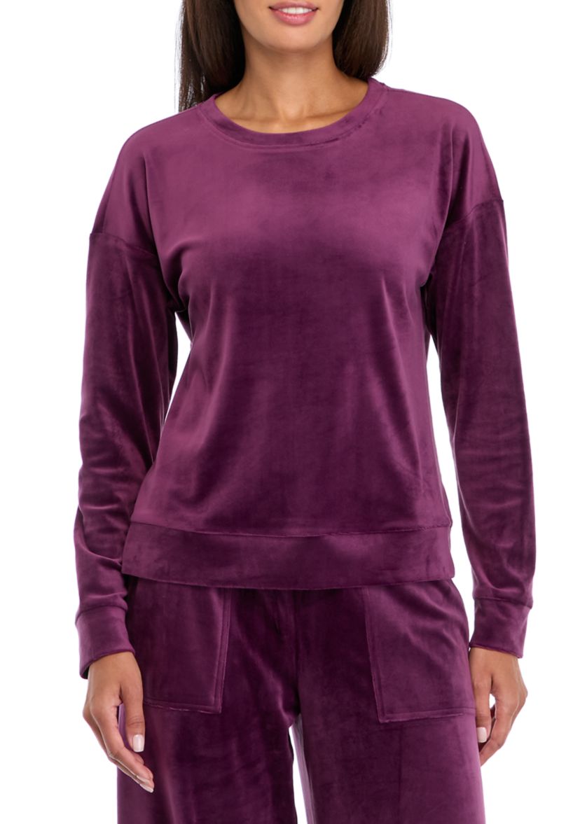 Womens Drop Shoulder Velour Sweatshirt