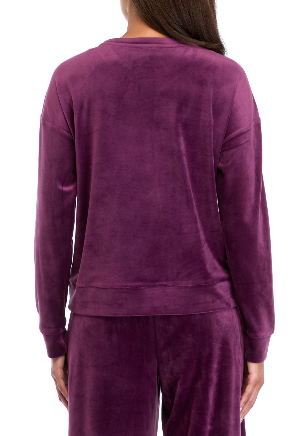 Womens Drop Shoulder Velour Sweatshirt