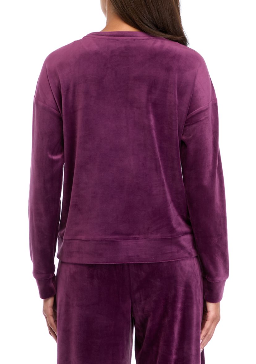 Womens Drop Shoulder Velour Sweatshirt