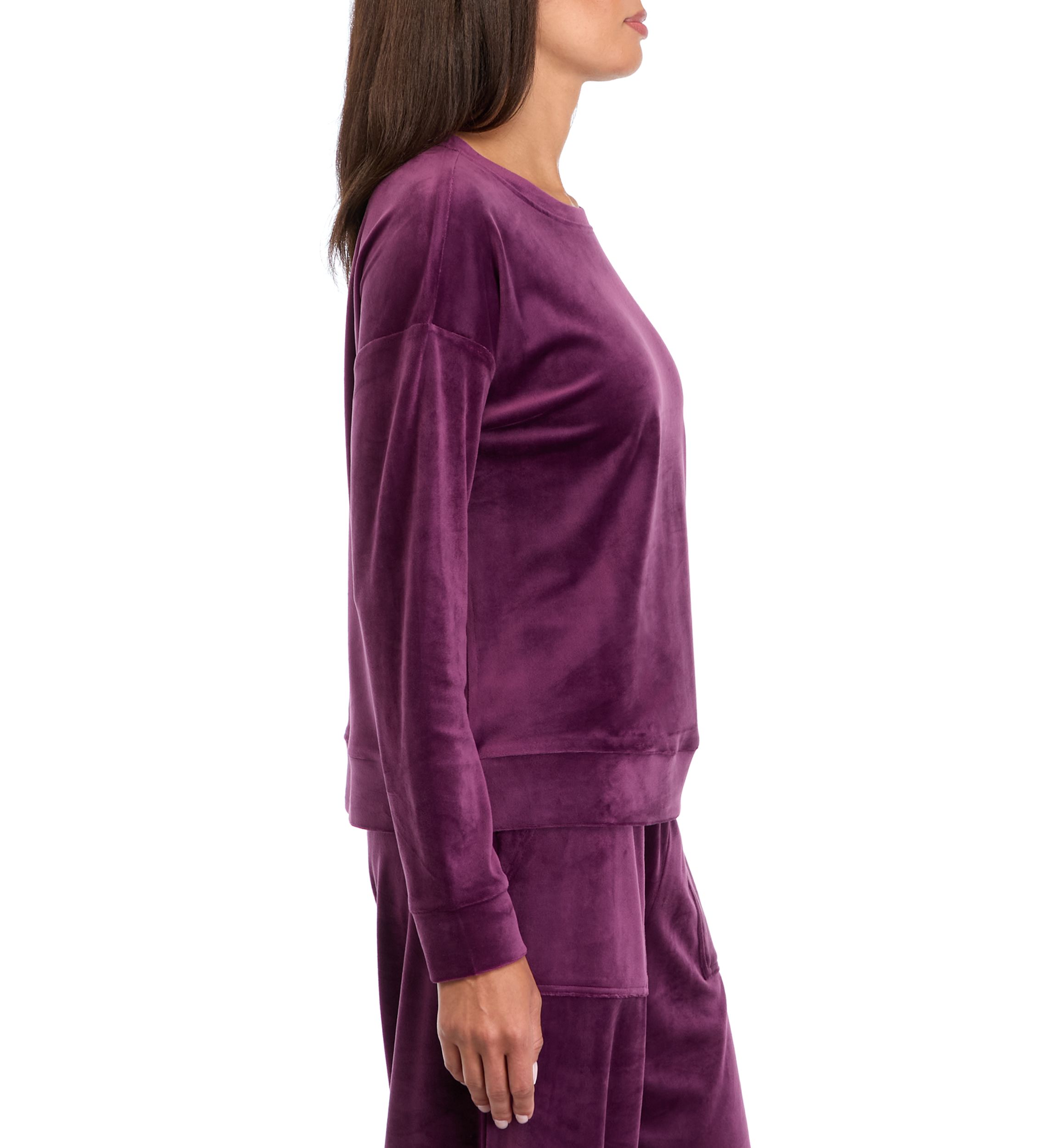 Womens Drop Shoulder Velour Sweatshirt