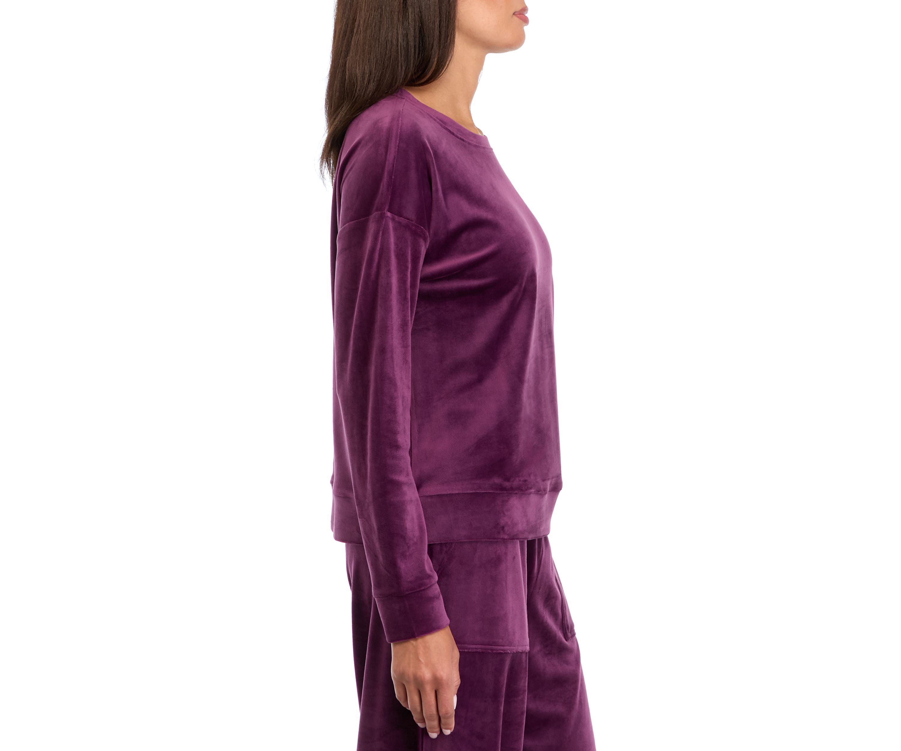 Womens Drop Shoulder Velour Sweatshirt