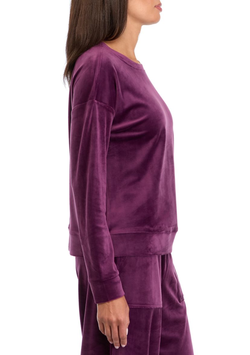 Womens Drop Shoulder Velour Sweatshirt