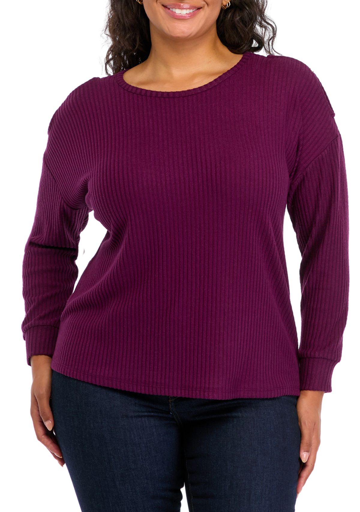 Plus Size Cold Shoulder Ribbed Top 