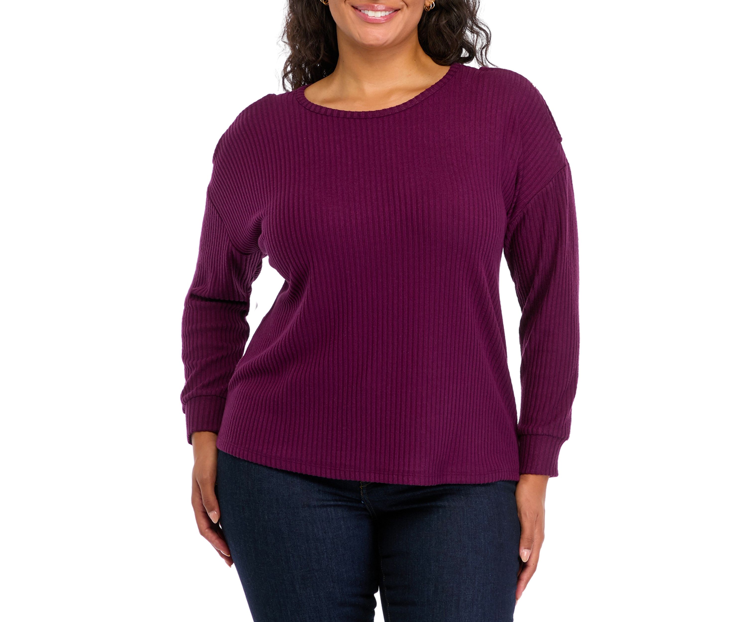 Plus Size Cold Shoulder Ribbed Top 