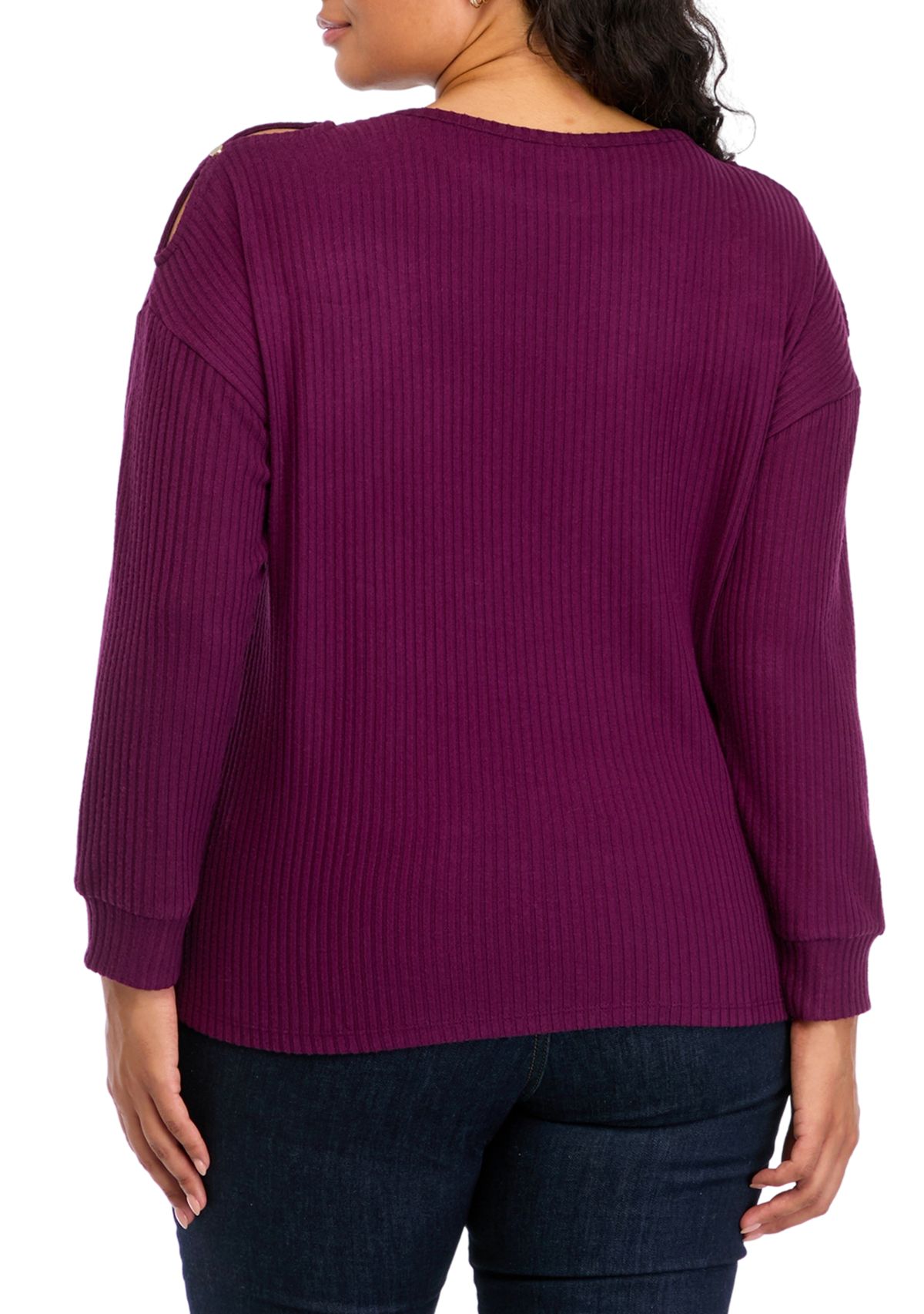 Plus Size Cold Shoulder Ribbed Top 