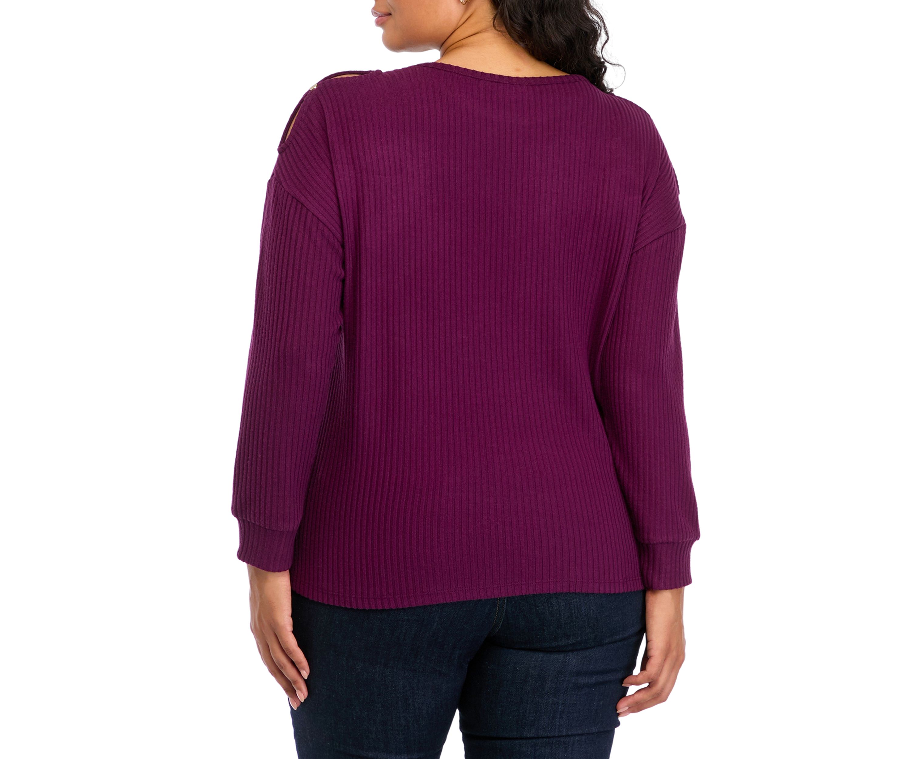 Plus Size Cold Shoulder Ribbed Top 