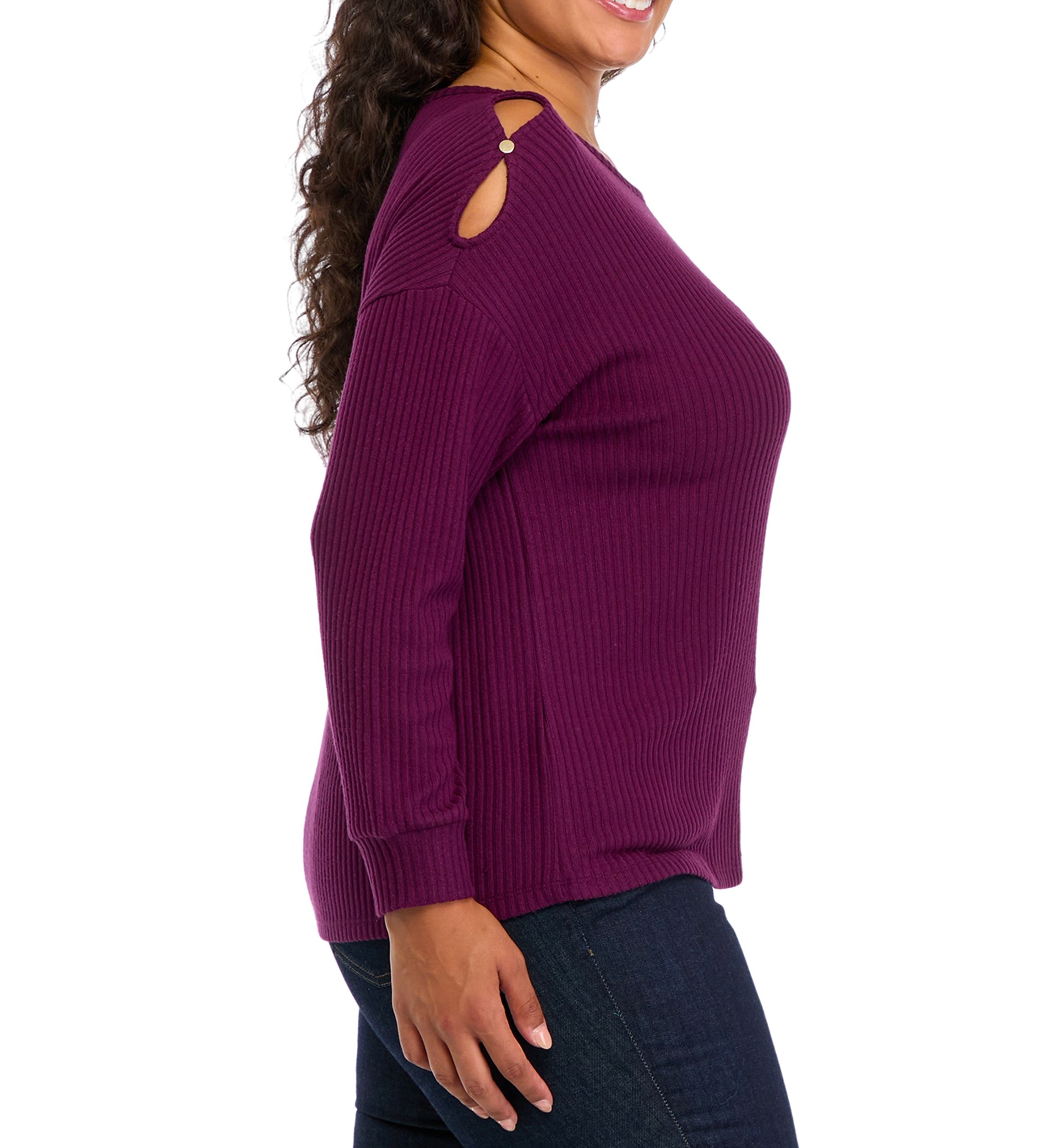 Plus Size Cold Shoulder Ribbed Top 