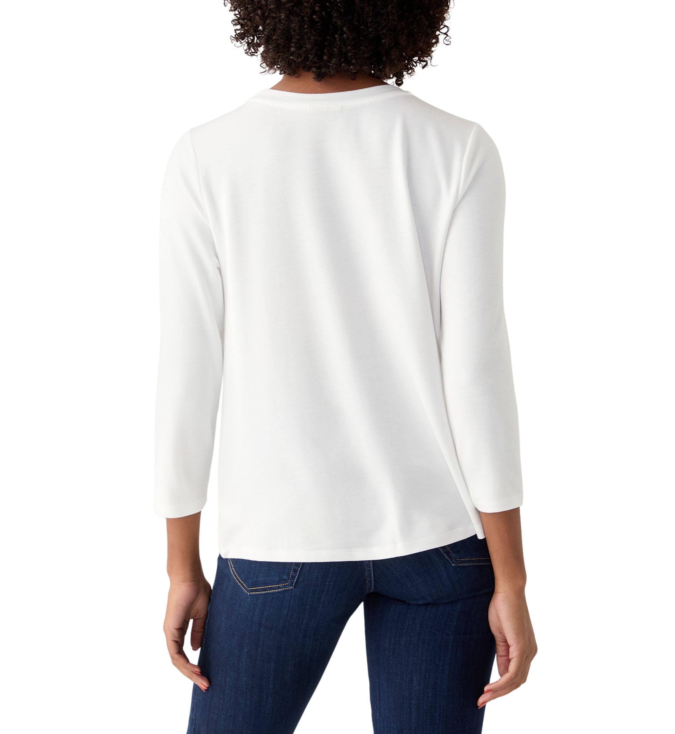 Womens 3/4 Sleeve Knot Front T-Shirt
