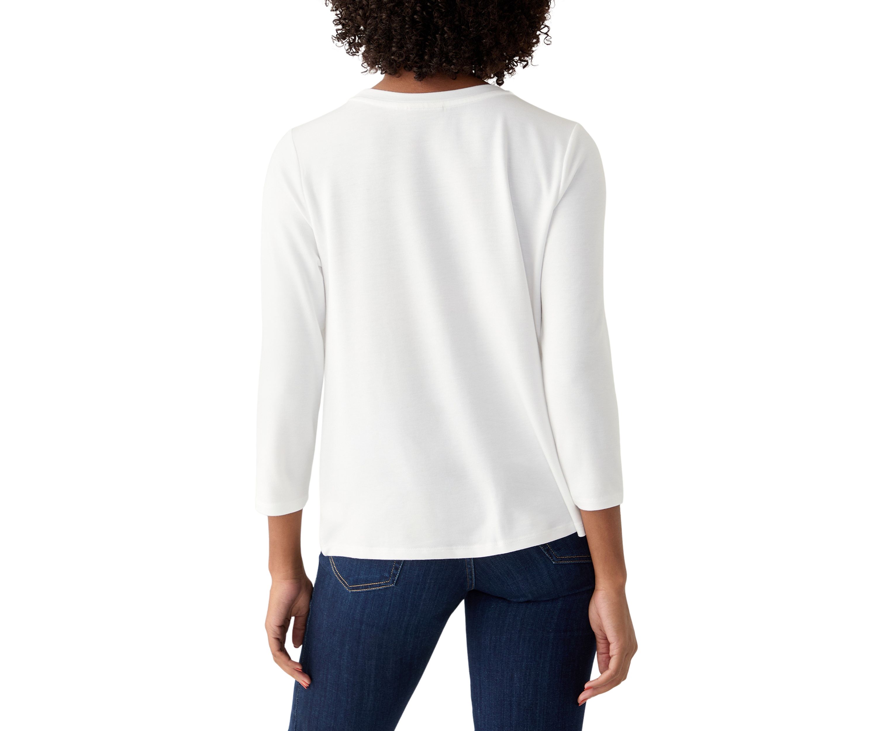 Womens 3/4 Sleeve Knot Front T-Shirt